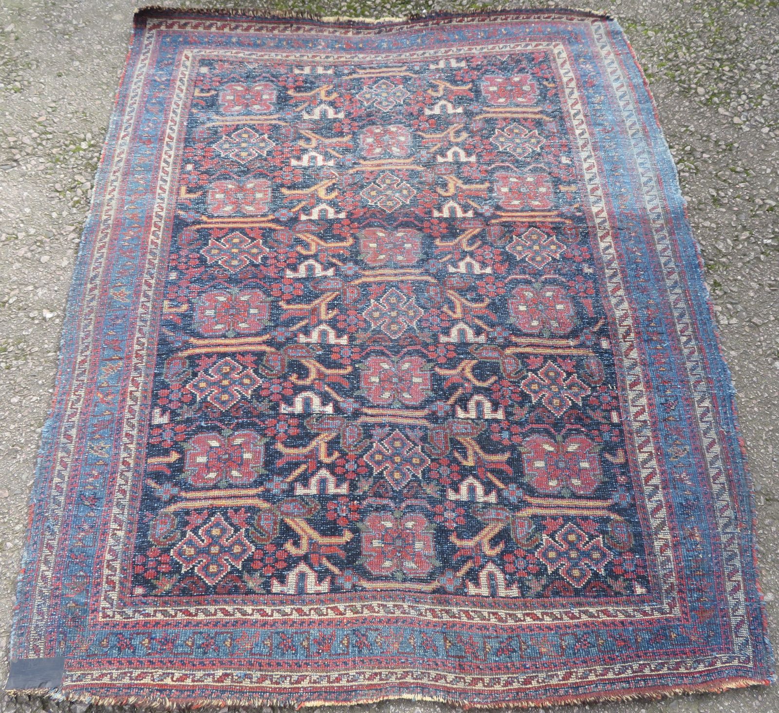 499.0 Distressed Antique Kurdish Rug. 173cm X 137cm. photo