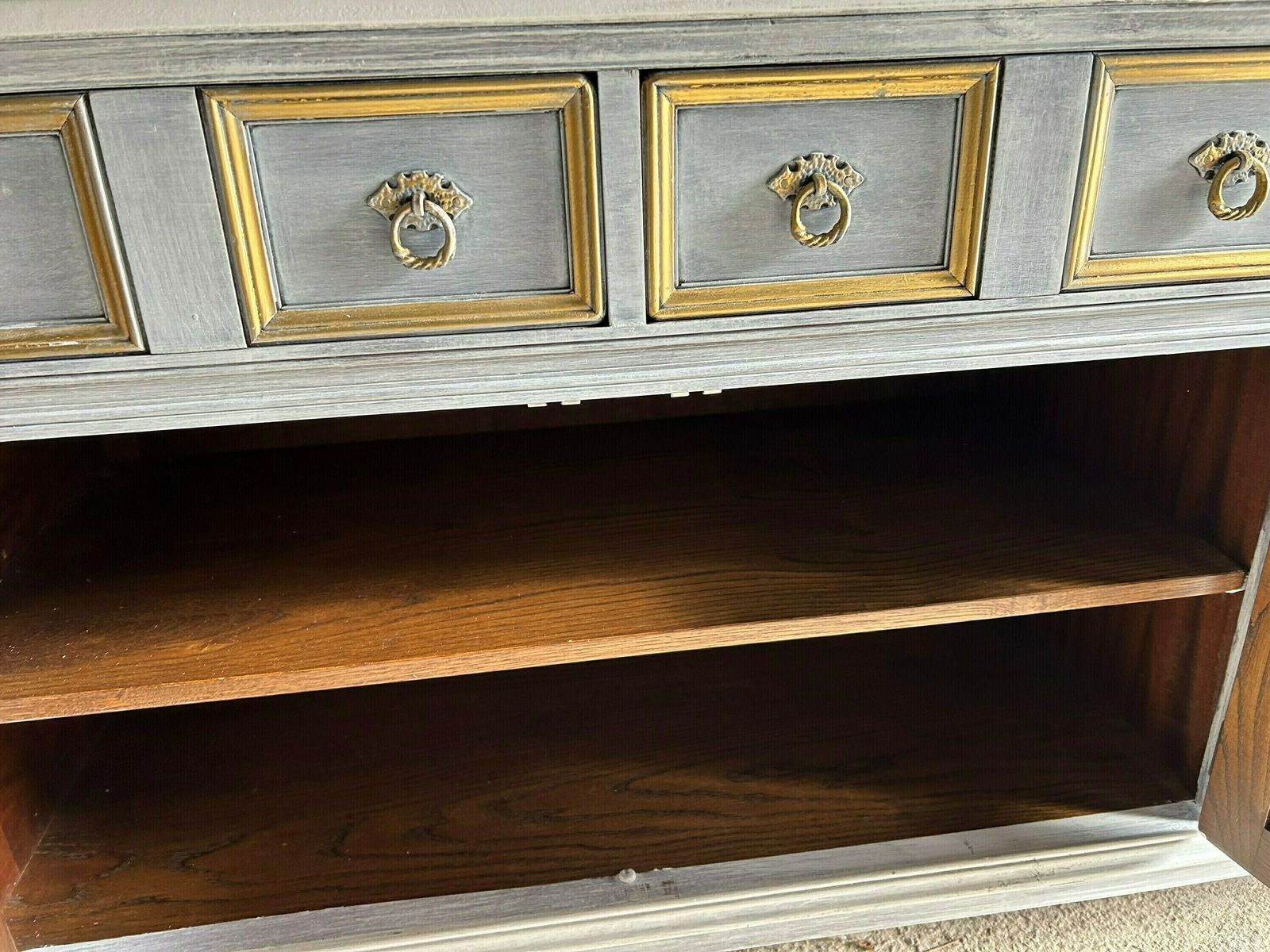 Grey Painted Sideboard, 1900s, Antique photo Furniture