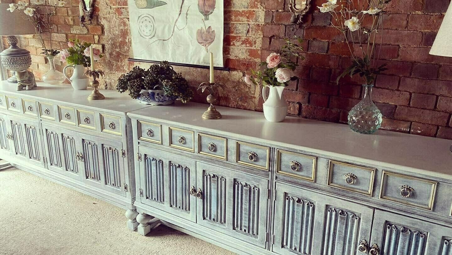 Grey Painted Sideboard, 1900s, Antique photo 1500.0