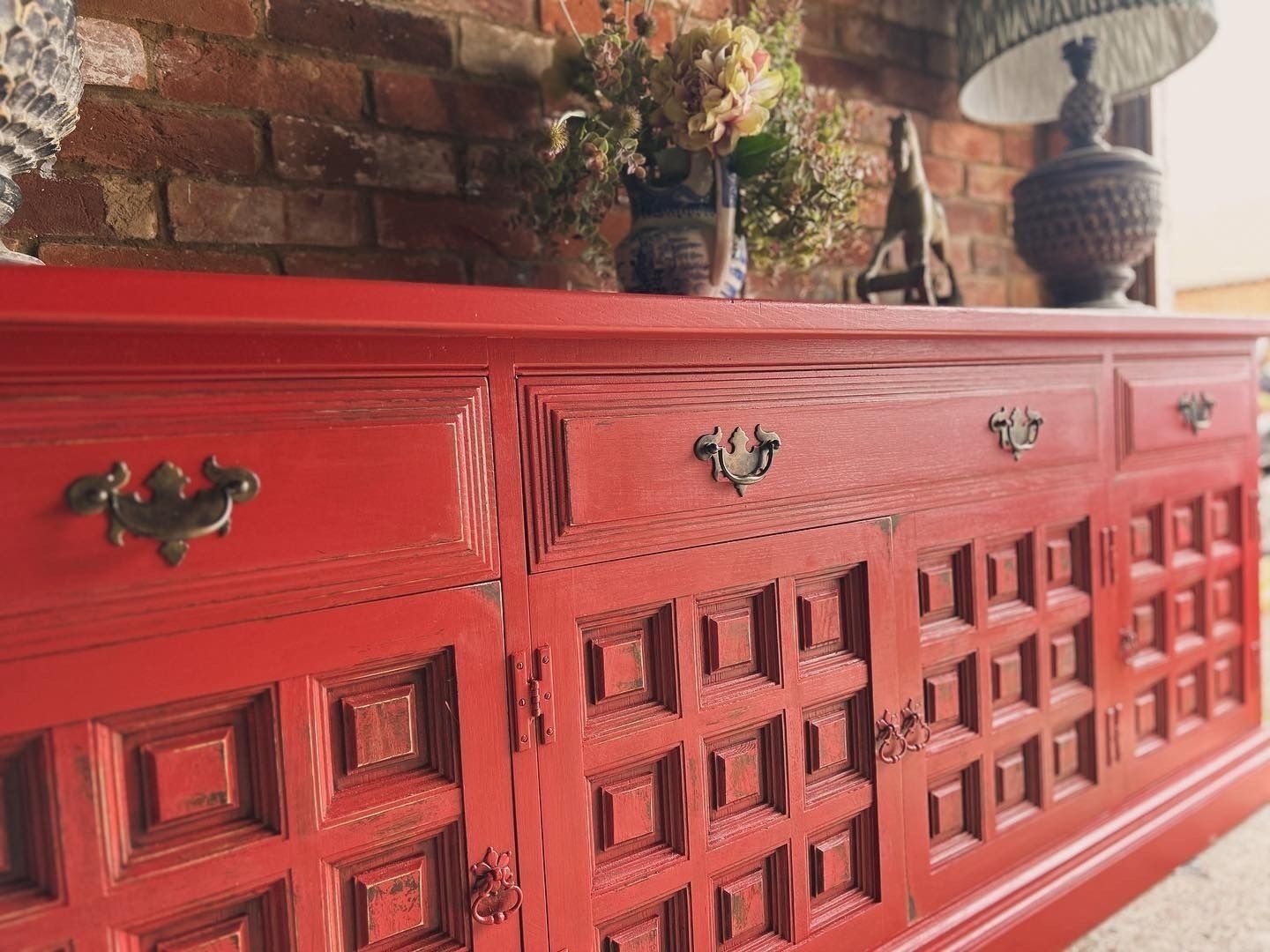 Antique Red Sideboard, 1800s photo furniture