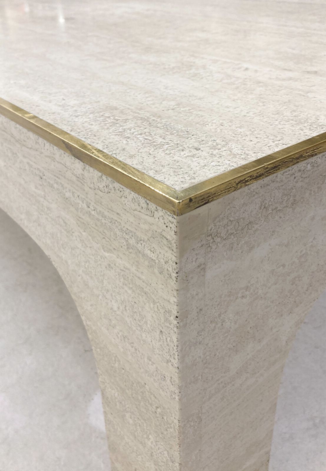 Mid Century Modern Travertine Coffee Table By Willy Rizzo, Italy, 1960s photo vintage