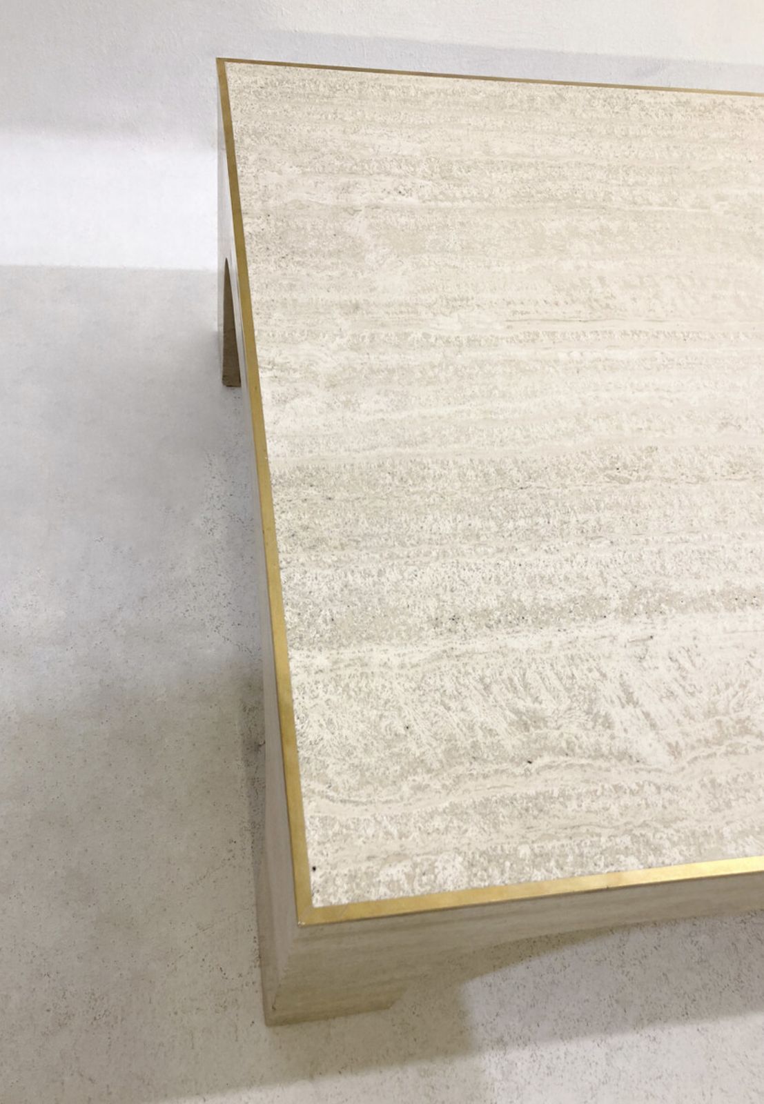 Furniture Mid Century Modern Travertine Coffee Table By Willy Rizzo, Italy, 1960s photo
