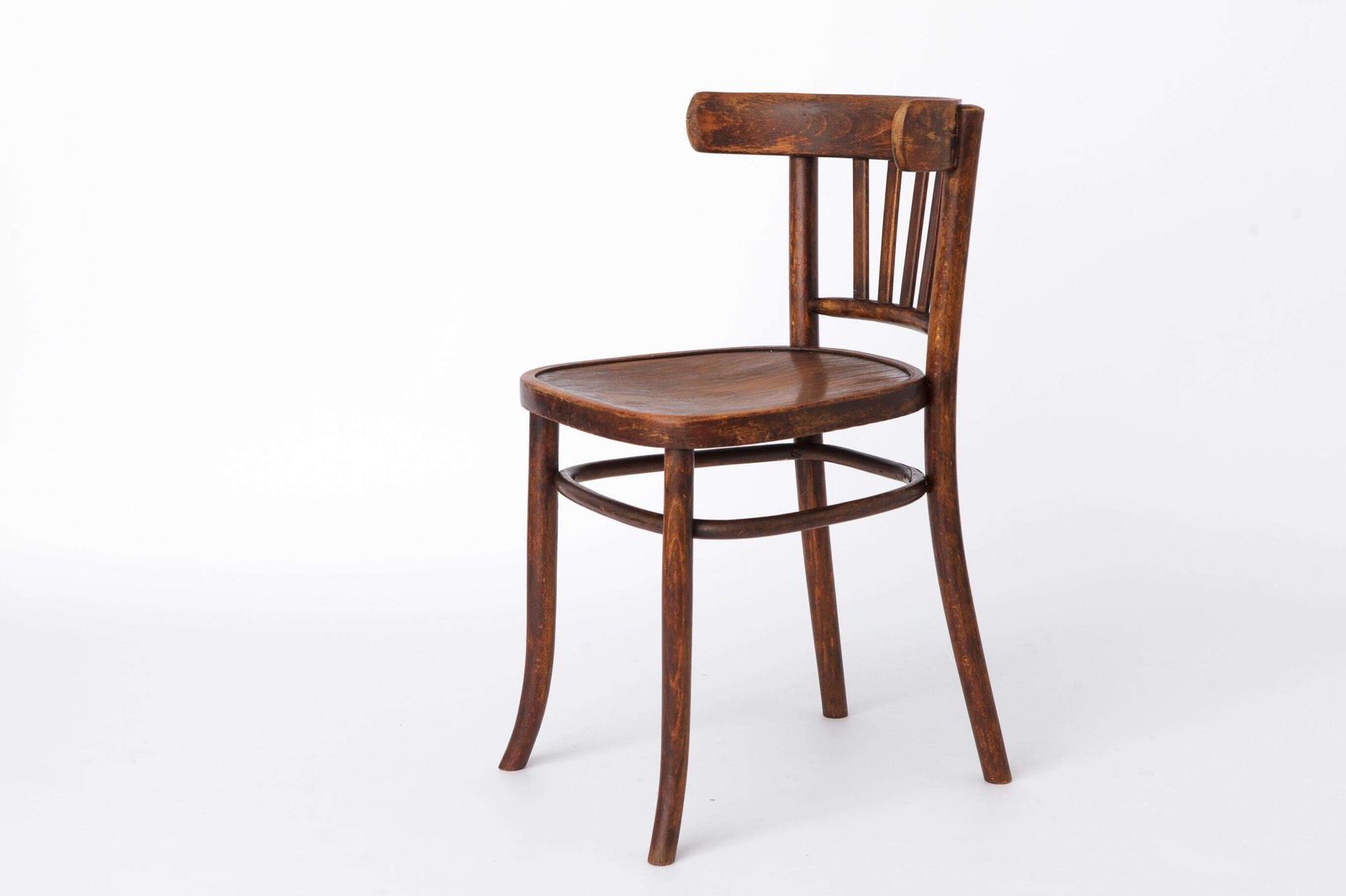 Vintage Houten Bureaustoel Jaren 1930–1950, Belgische Beukenhout Stoel, Mid Century Eetkamerstoel, Donker Gebeitst Hout photo 266.0