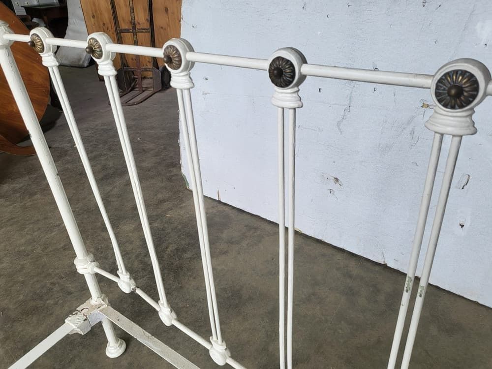 Antique Victorian Single White Cast Iron Bed Frame photo vintage