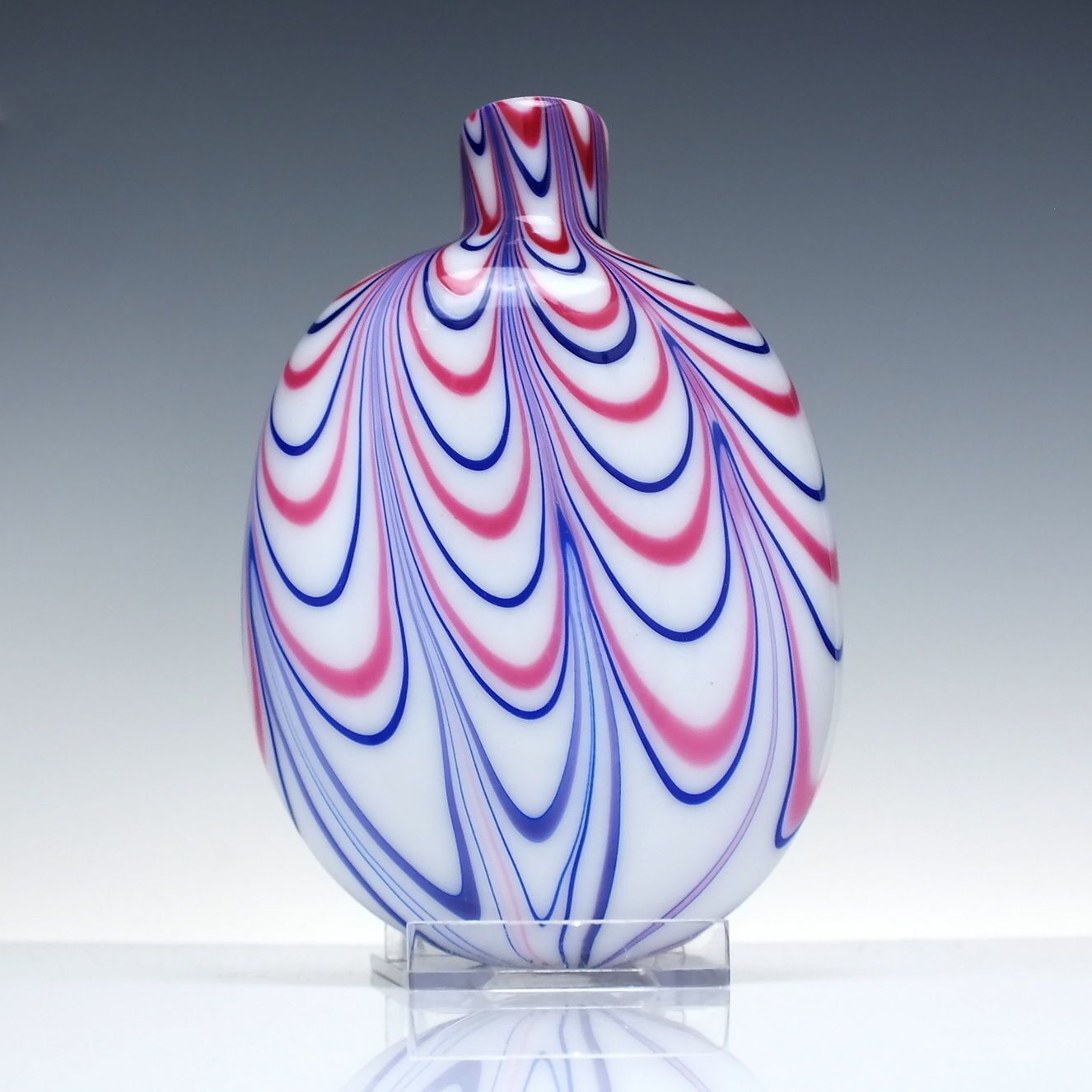 19th Century Nailsea Glass Flask With Red & Blue Decoration C1830