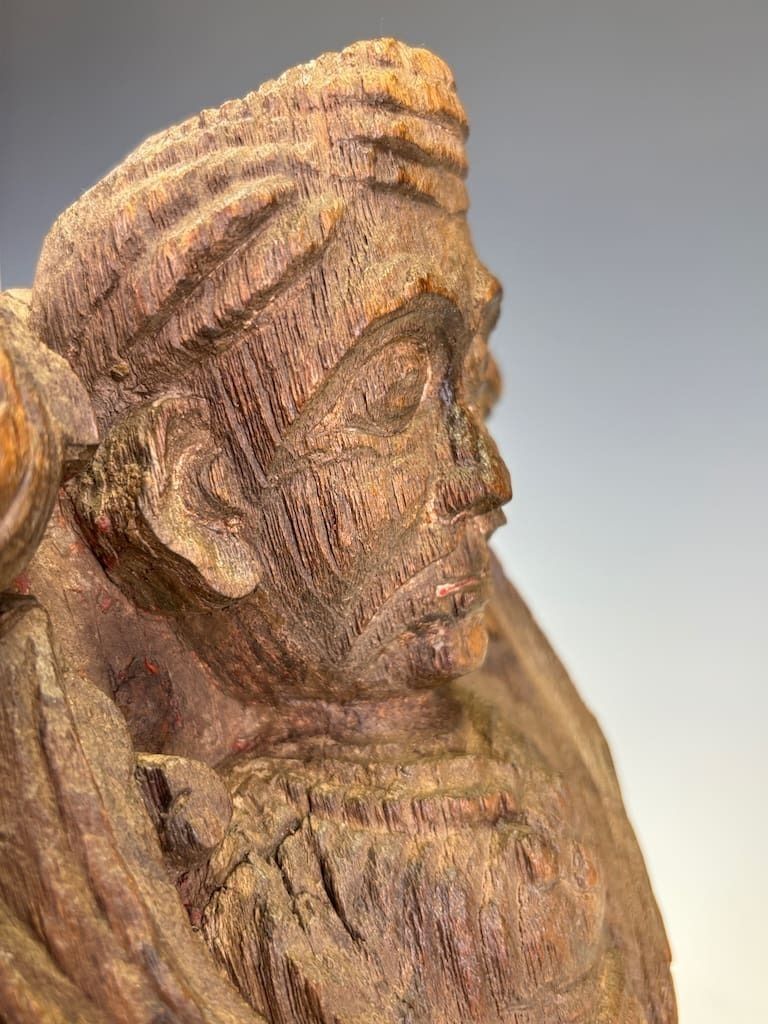 Fine 18th Century Indian Carved Hardwood Architectural Fragment Featuring A Noble Figure photo buy