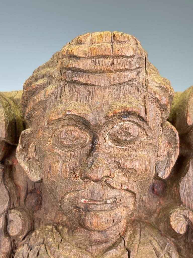 photo furniture Fine 18th Century Indian Carved Hardwood Architectural Fragment Featuring A Noble Figure