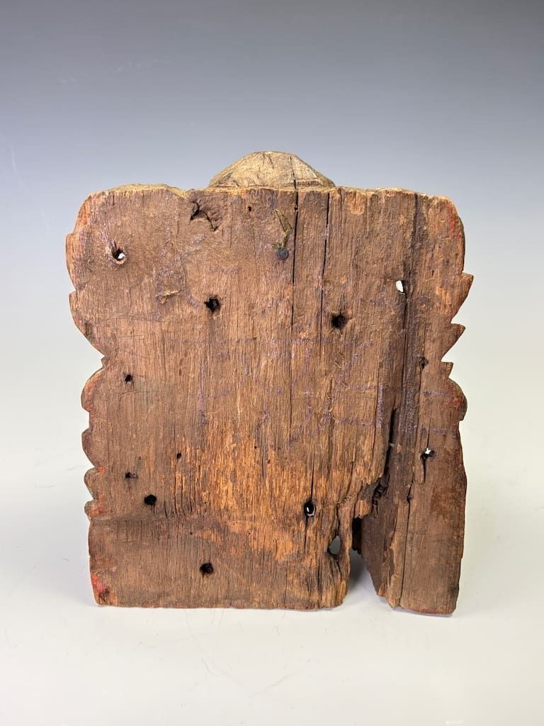 250.0 Fine 18th Century Indian Carved Hardwood Architectural Fragment Featuring A Noble Figure photo