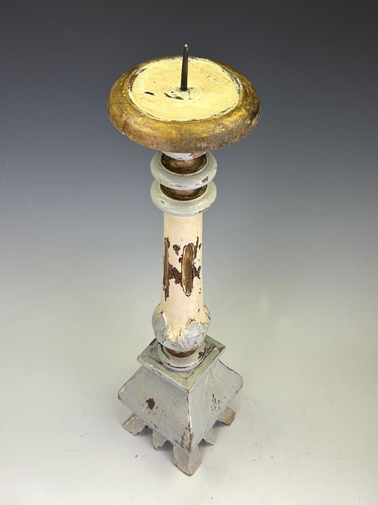 A Swedish Carved Wooden Candlestick, Circa 1870 photo buy