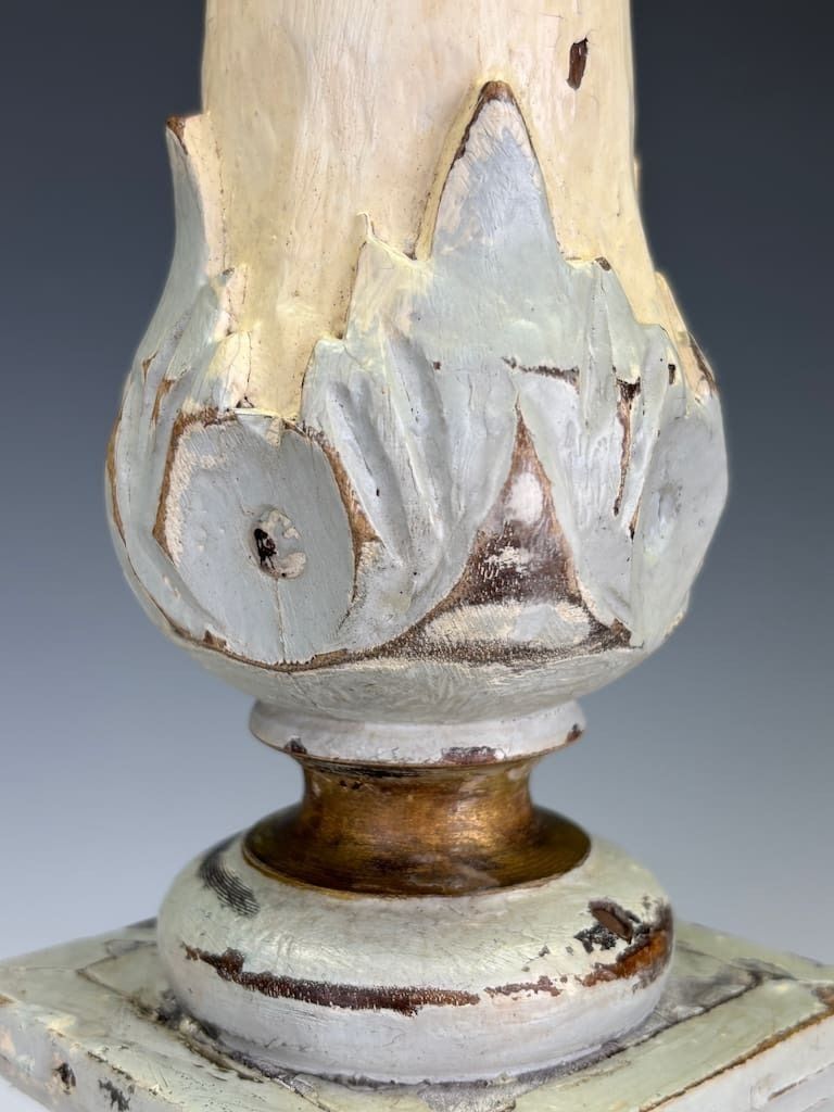 photo vintage A Swedish Carved Wooden Candlestick, Circa 1870