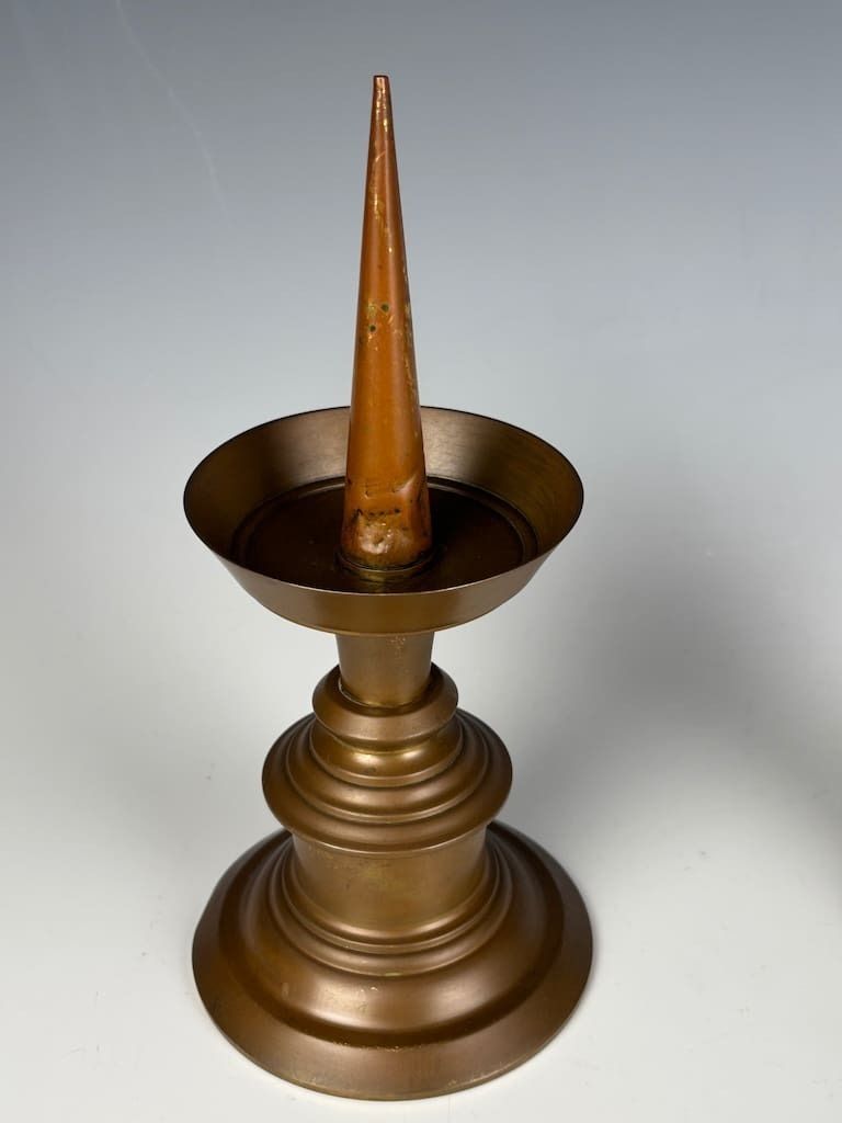 photo furniture Magnificent Set Of Three Late 17th Century Bronze Pricket Candlesticks