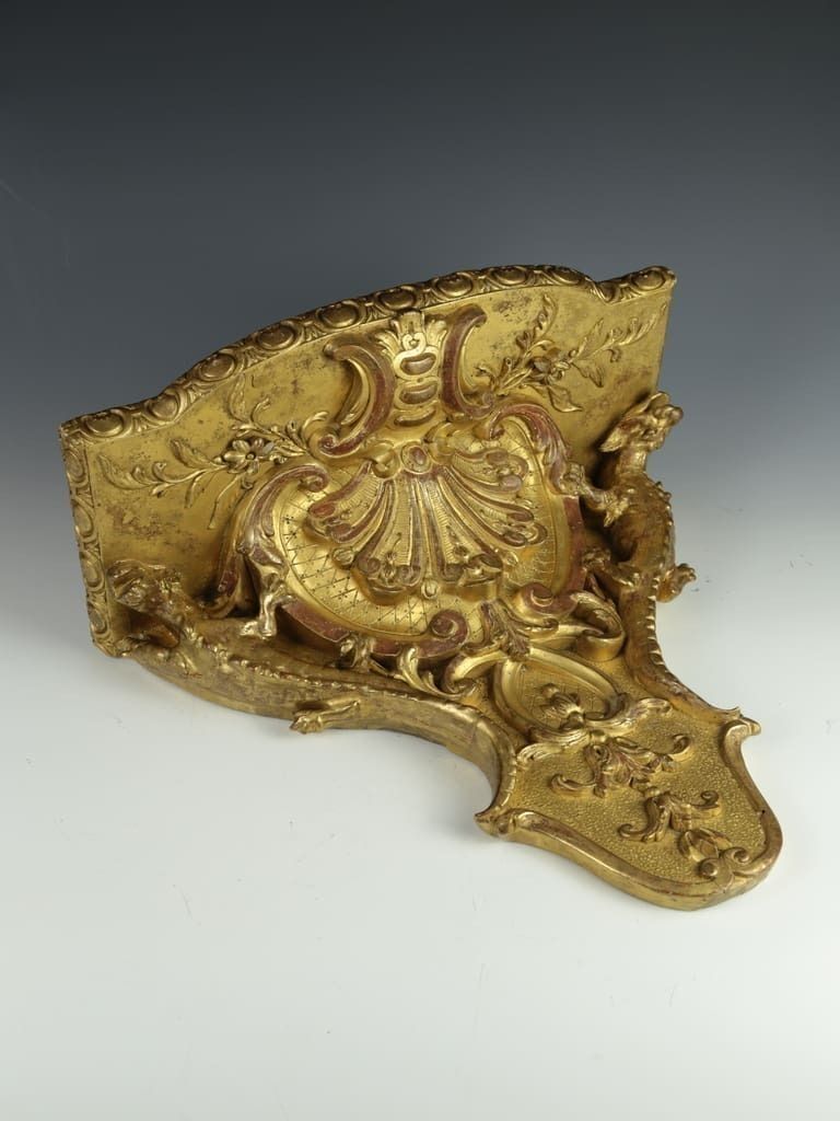 Exquisite Renaissance Revival Giltwood Griffin Bracket Shelf photo 1250.0