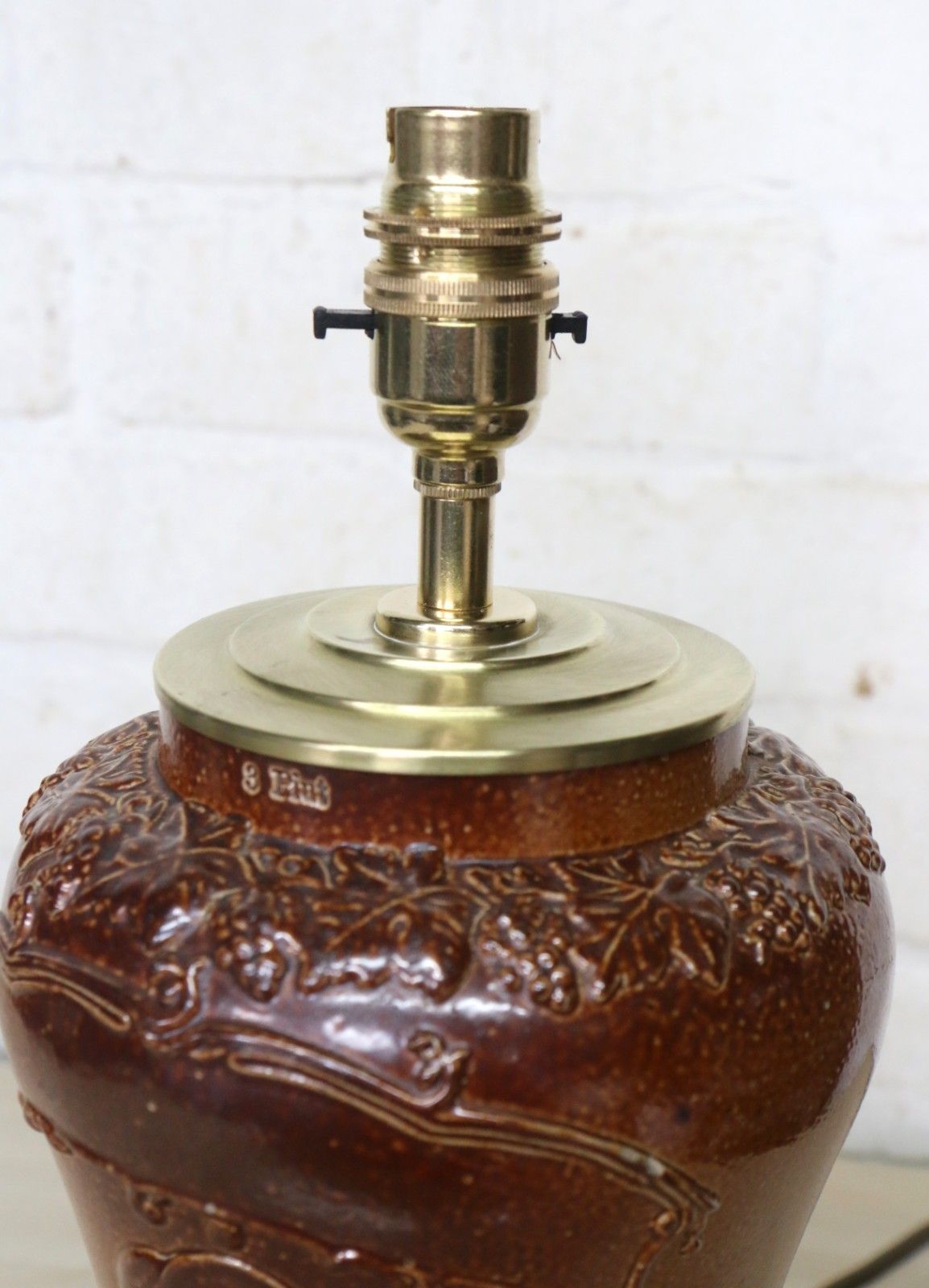 Table Lamp Antique Salt Glazed Lamp Port Dundas Glasgow Pottery Tobacco Jar 19th photo vinterior