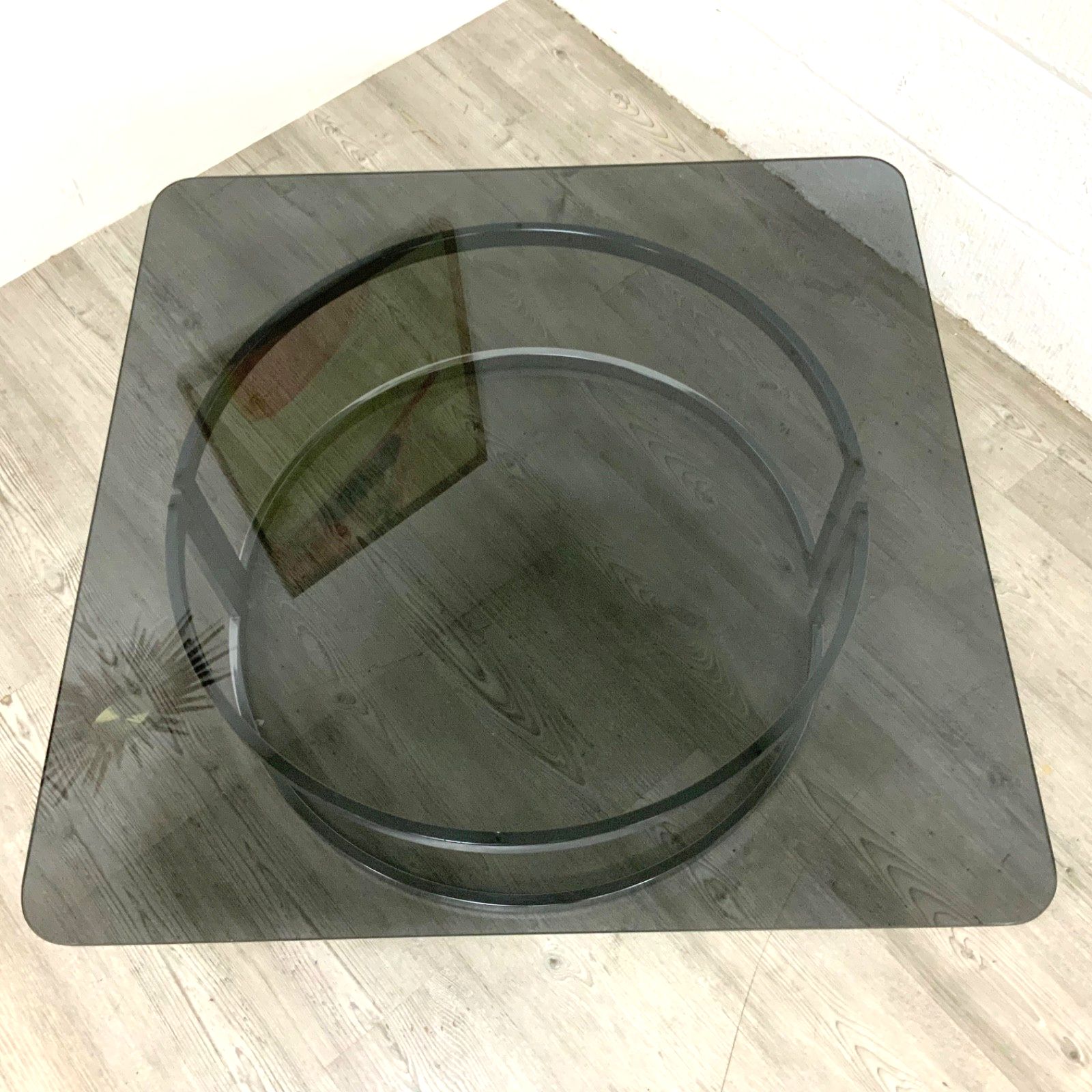 An Original Italian Chrome And Smoked Glass Coffee Table 1970s photo vinterior