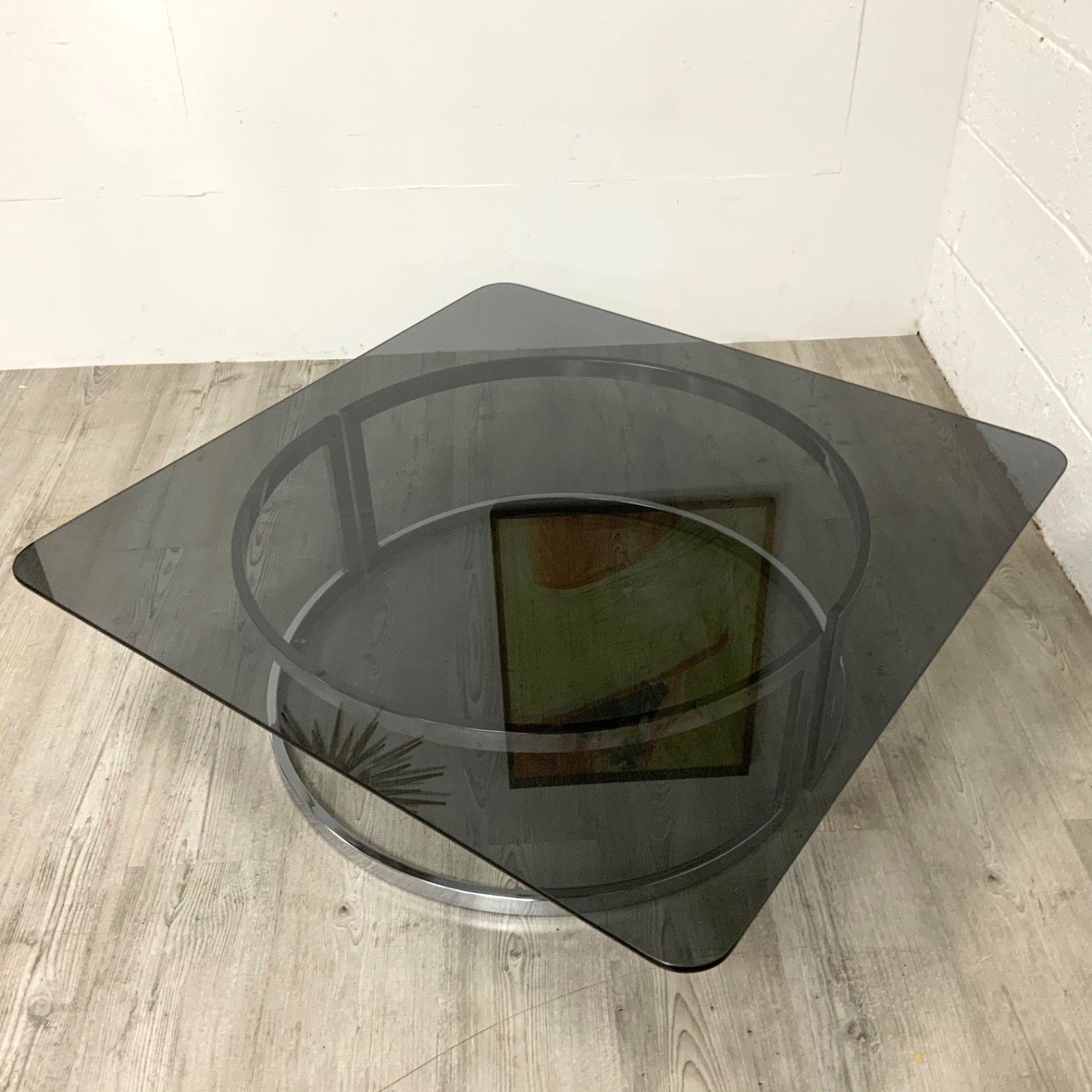 An Original Italian Chrome And Smoked Glass Coffee Table 1970s photo buy