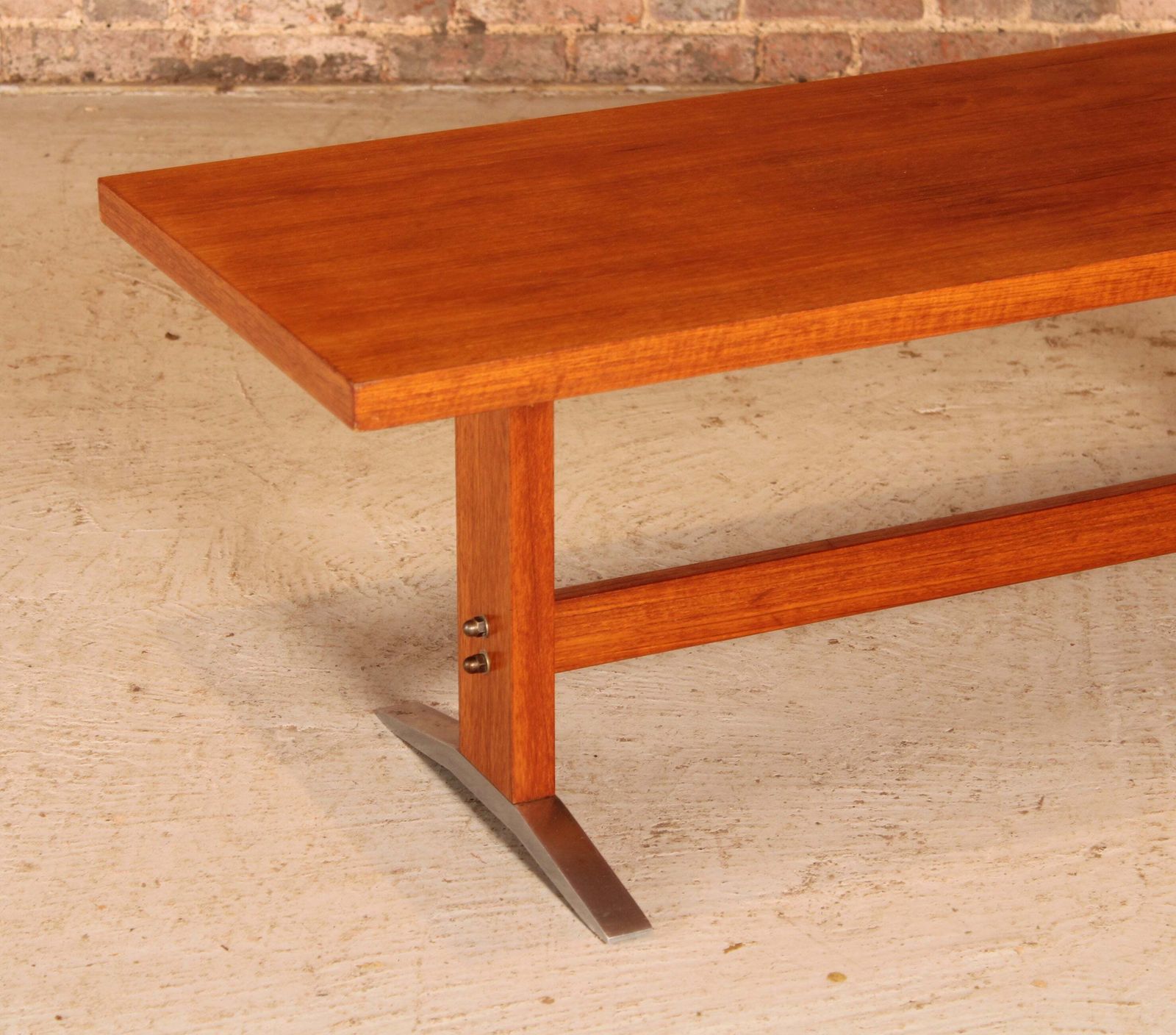 German Mid Century Teak Coffee Table With Cast Aluminium Legs, Circa 1960s photo for sale