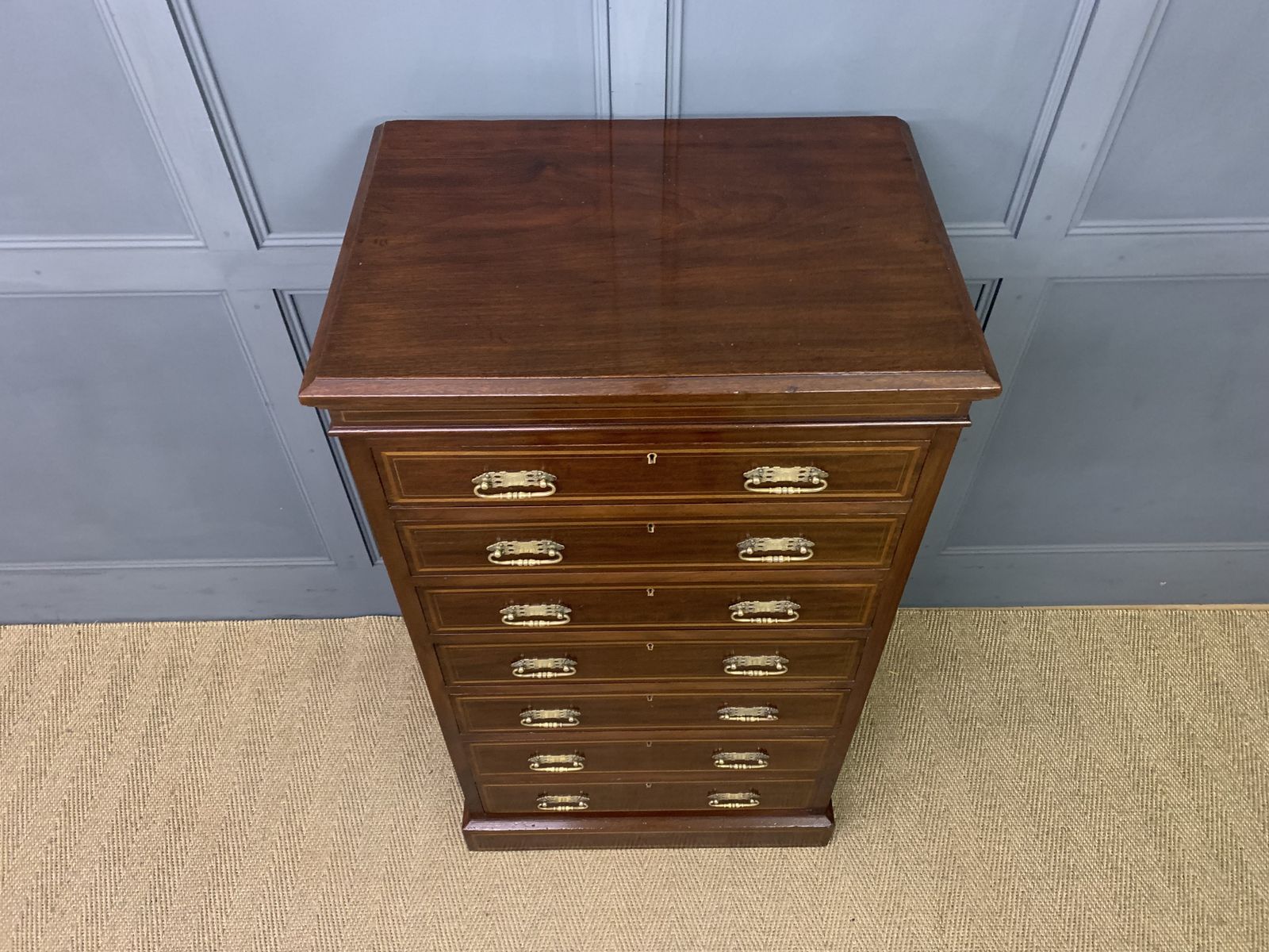 Maple & Co Inlaid Mahogany Pillar Chest photo Furniture