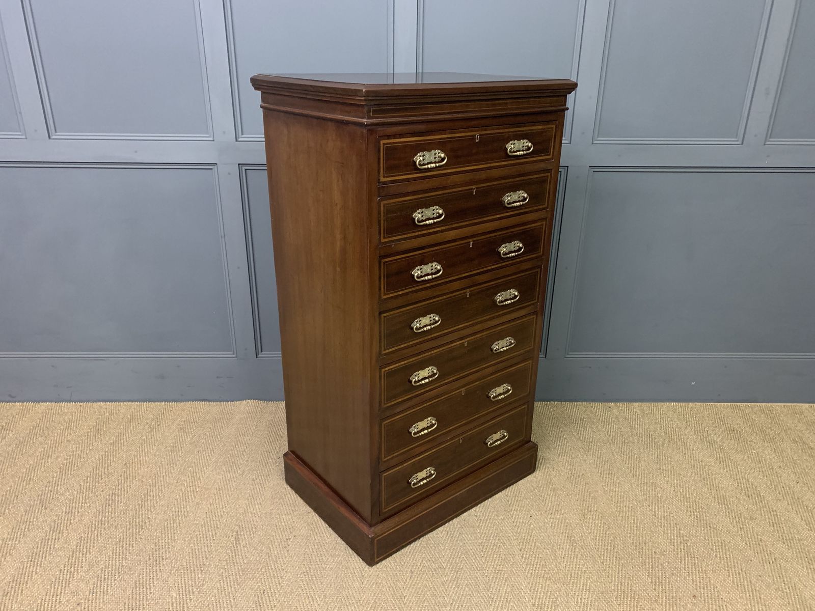 photo for sale Maple & Co Inlaid Mahogany Pillar Chest