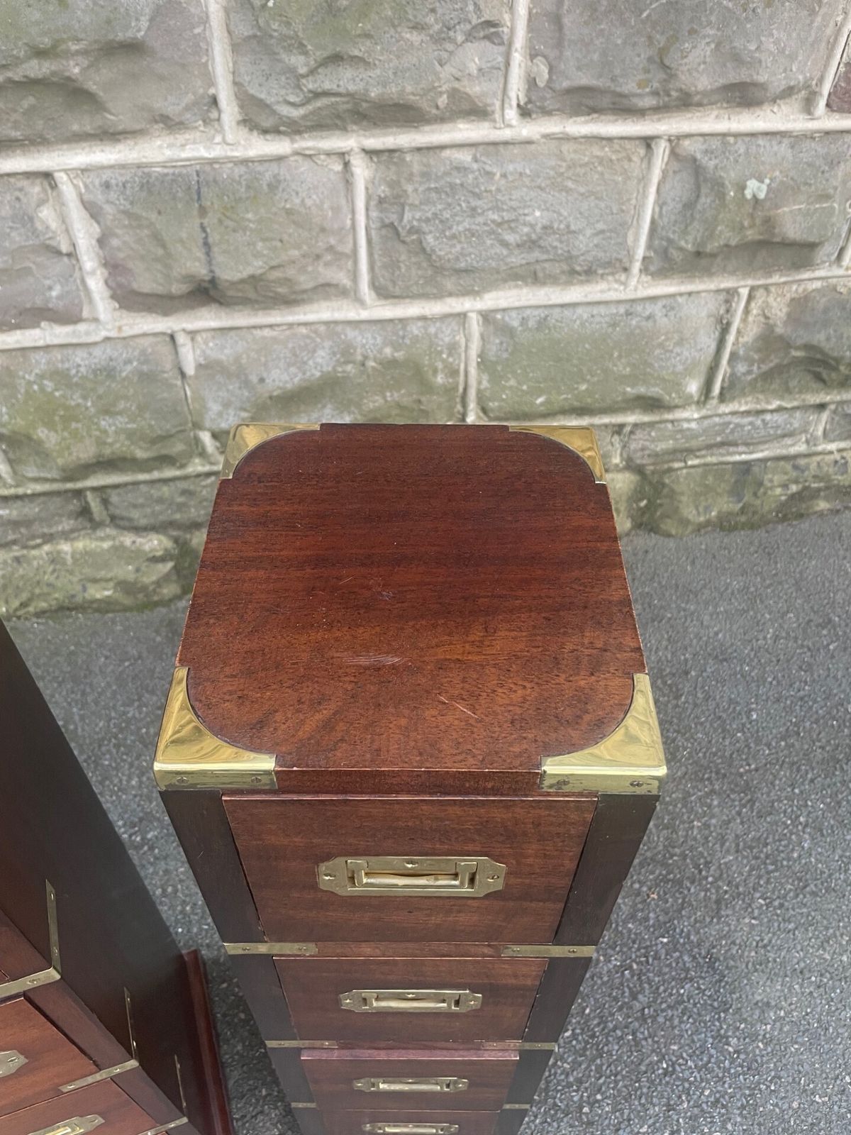 Pair Brass Bound Mahogany Military Style Chest Draws photo buy