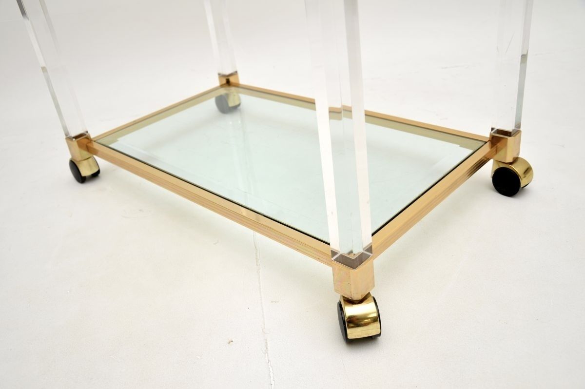 Vintage French Lucite And Gold Plated Drinks Trolley photo vintage
