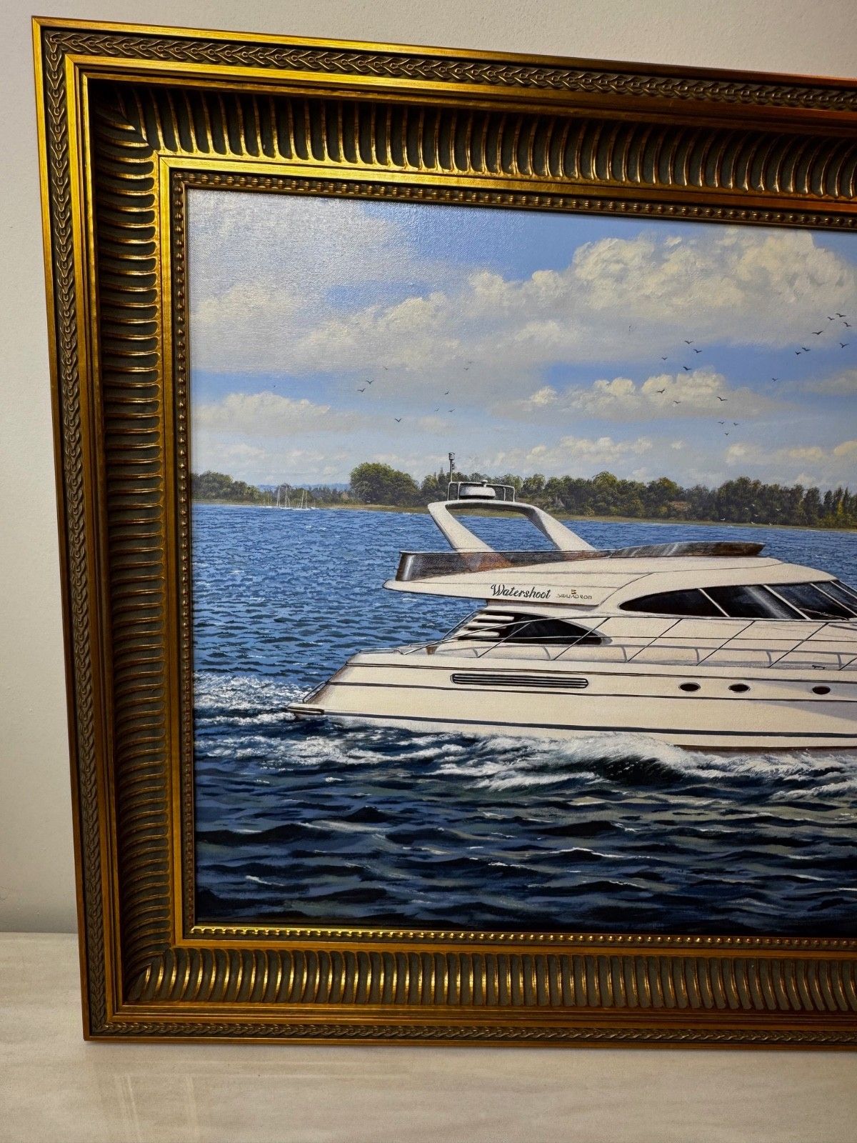 Art Oil Painting Lake Windermere Ascendancy — Fairline Squadron 50 Yacht By Edward Hersey photo
