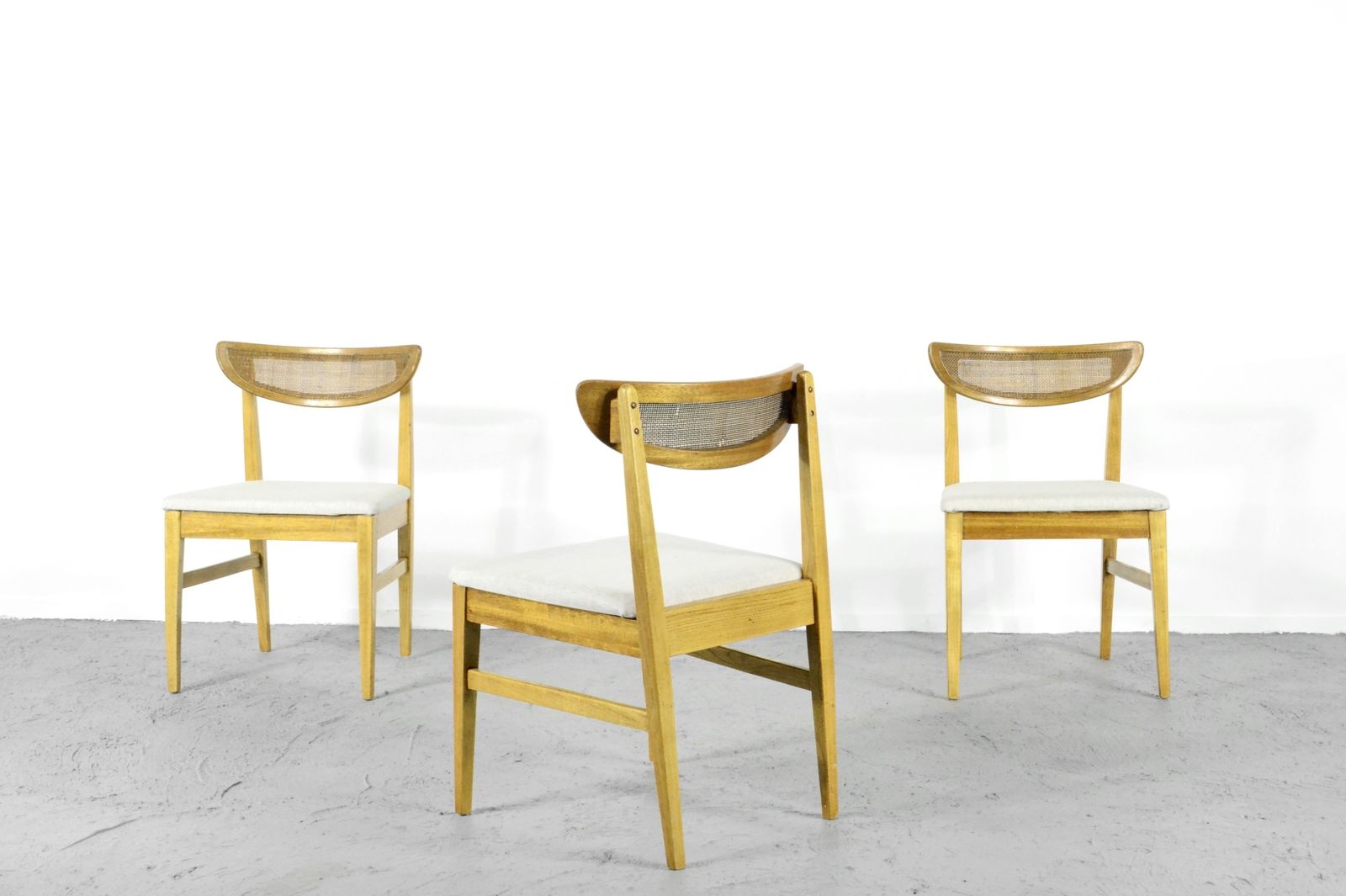 Very Rare Set Of 4 Vintage Midcentury Teak And Cane Bergere Chairs photo buy