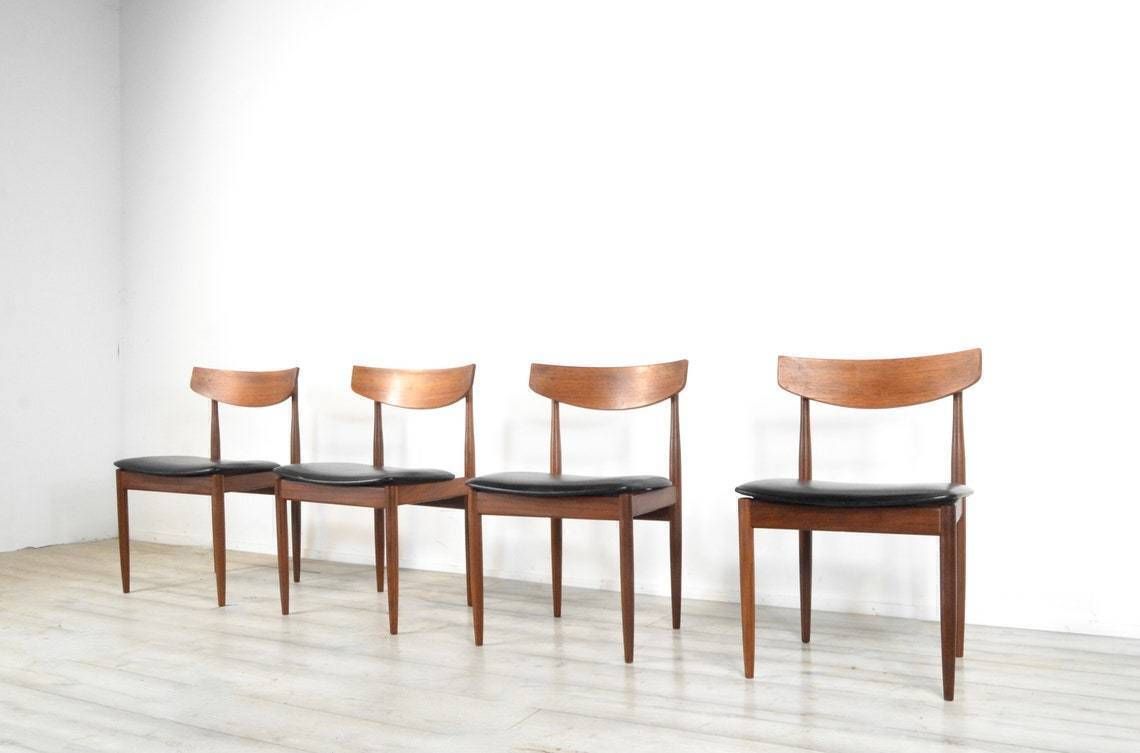 Set Of 4 Vintage Midcentury Afromosia And Leatherette Chairs By Kofod Larsen For G Plan photo for sale
