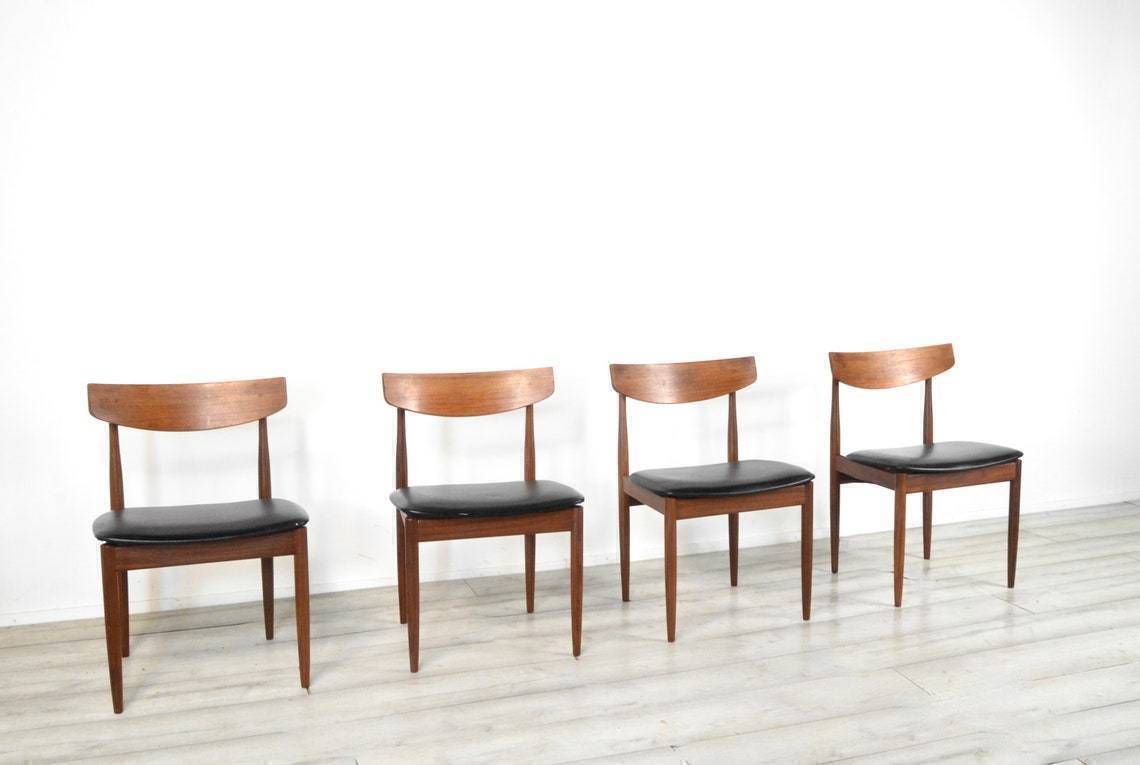 Set Of 4 Vintage Midcentury Afromosia And Leatherette Chairs By Kofod Larsen For G Plan photo buy