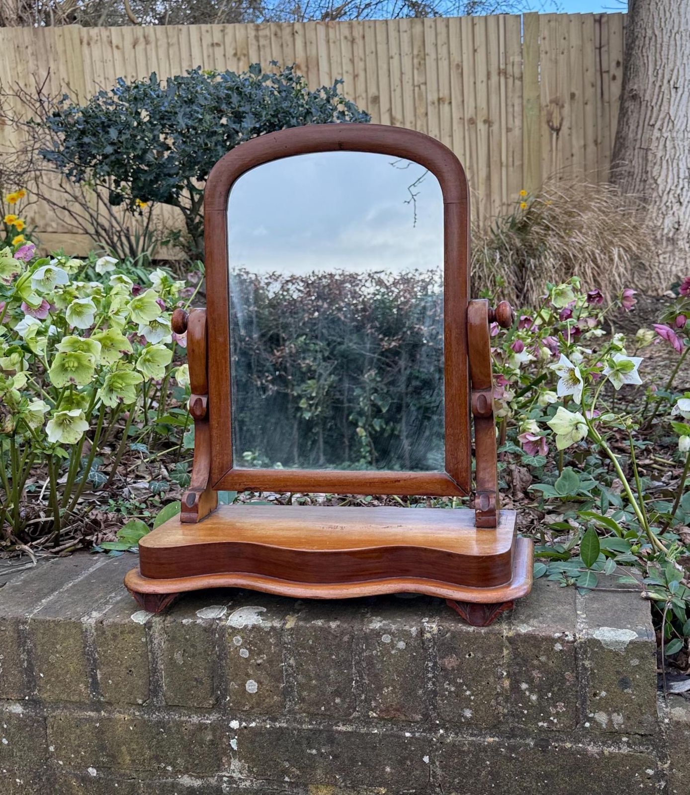 Antique Edwardian Solid Wood Dressing Table Swing Mirror Circa 1910