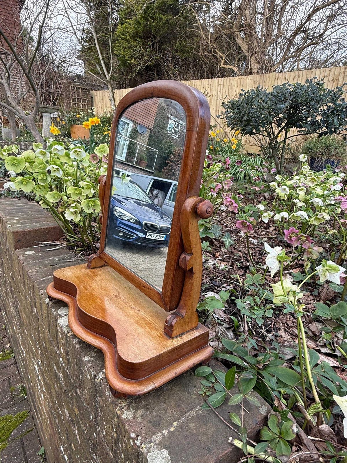 Antique Edwardian Solid Wood Dressing Table Swing Mirror Circa 1910 photo Home Decor