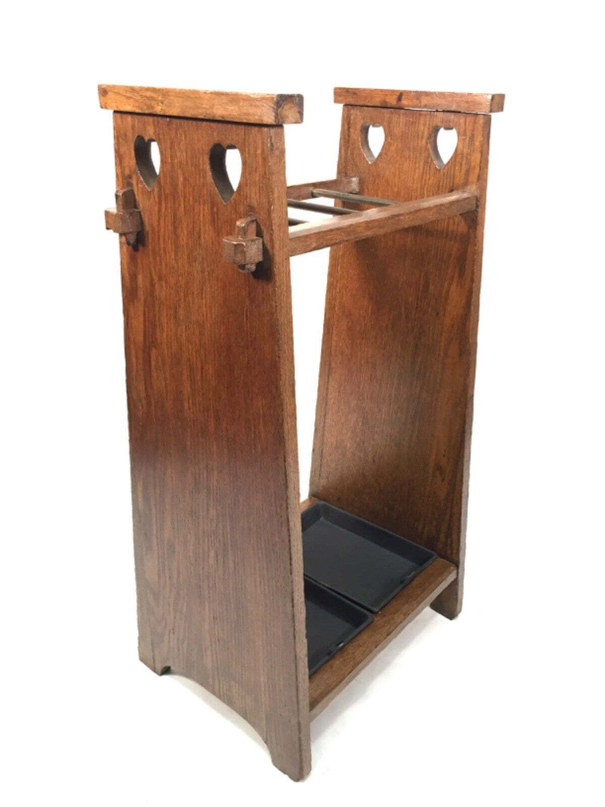 Antique Entrance Hall Arts & Crafts Oak Wooden Stick / Umbrella Stand C.1930 photo furniture