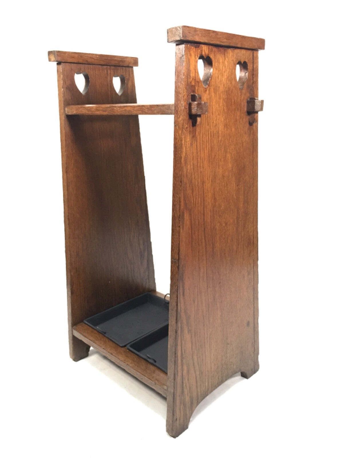 Antique Entrance Hall Arts & Crafts Oak Wooden Stick / Umbrella Stand C.1930 photo for sale