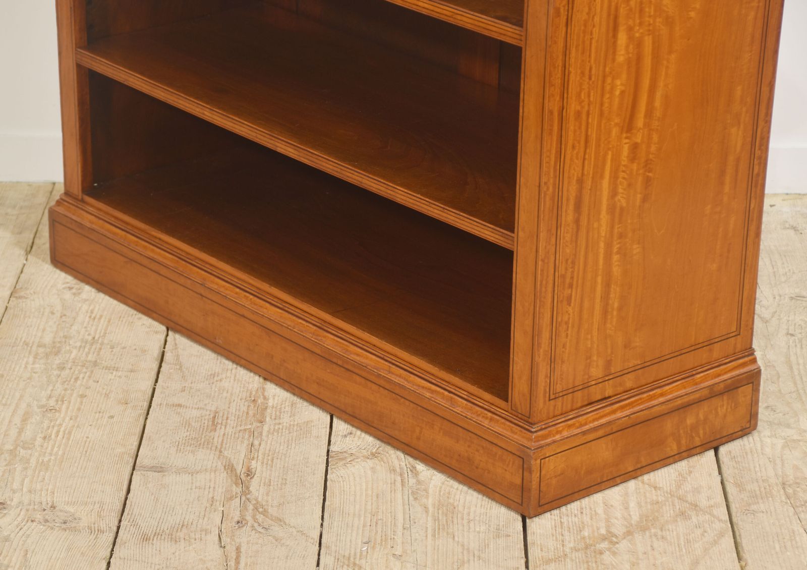 Satinwood Open Bookcase With Inlaid Frieze photo vintage