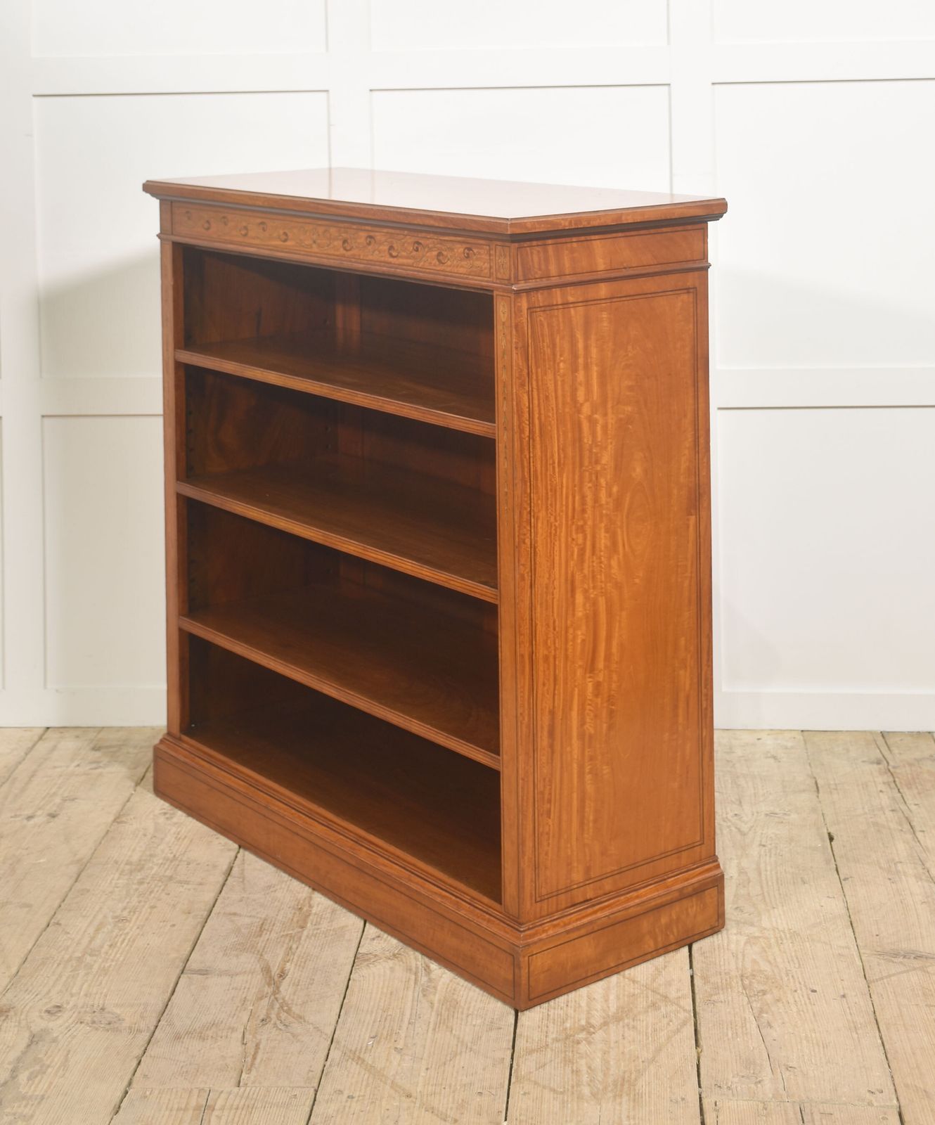 photo furniture Satinwood Open Bookcase With Inlaid Frieze