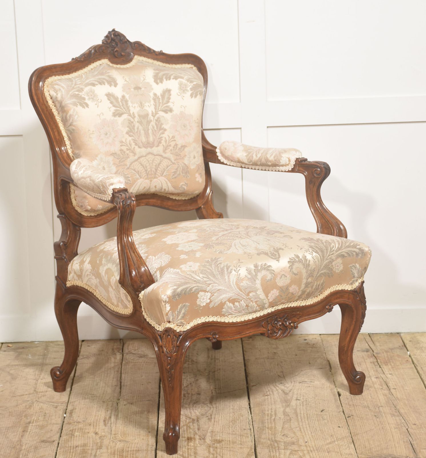 Pair Of French Louis XV Style Carved Walnut Armchairs photo buy