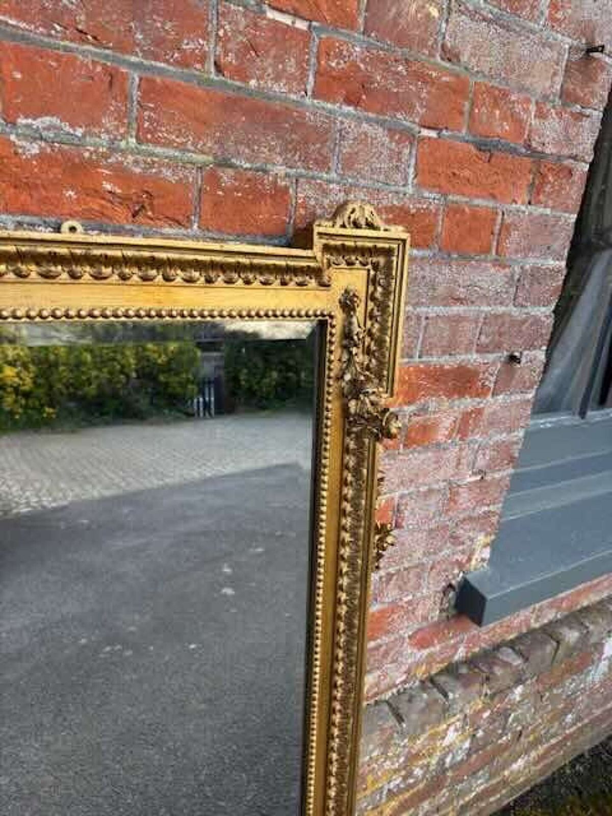 A Fabulous Large Antique English 19th C Shaped Top Gilt Overmantle Mirror. photo for sale