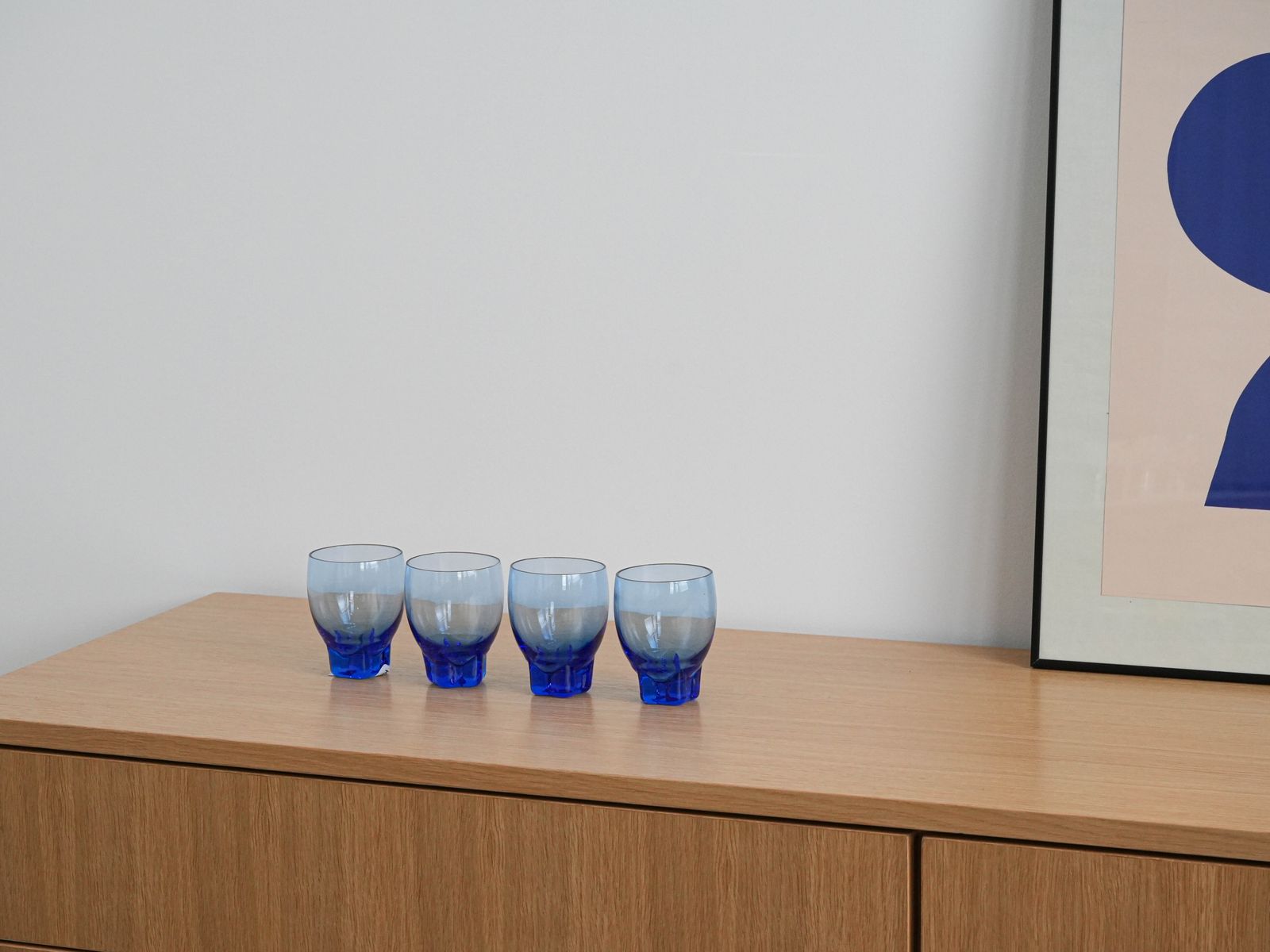Set Of Cobalt Glasses, Danish Design, 1970s, Manufactured In Denmark photo furniture