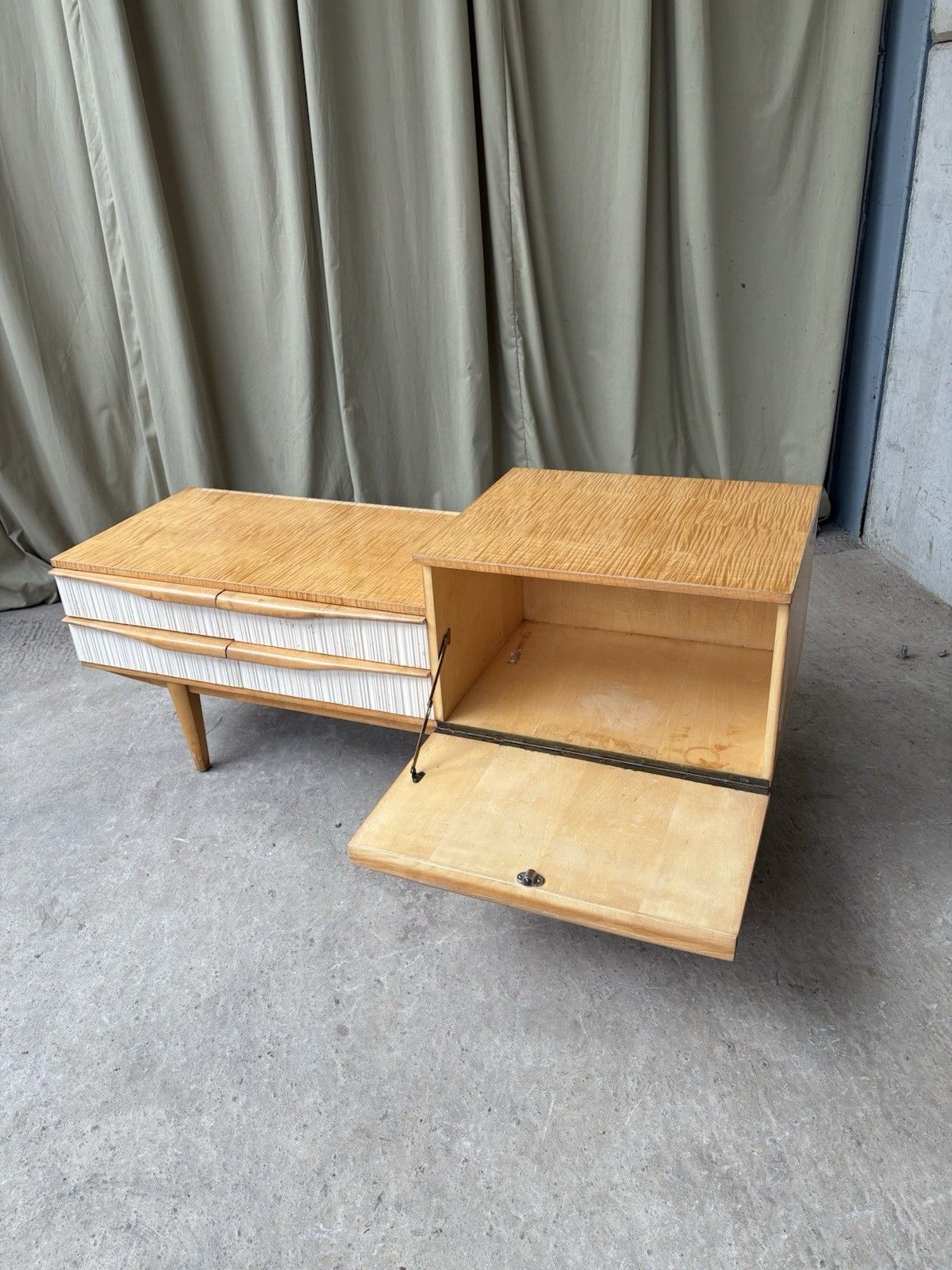 photo furniture Vtg Mid Century Telephone Side Table Entranceway Hallway Bench Seat Danish R54