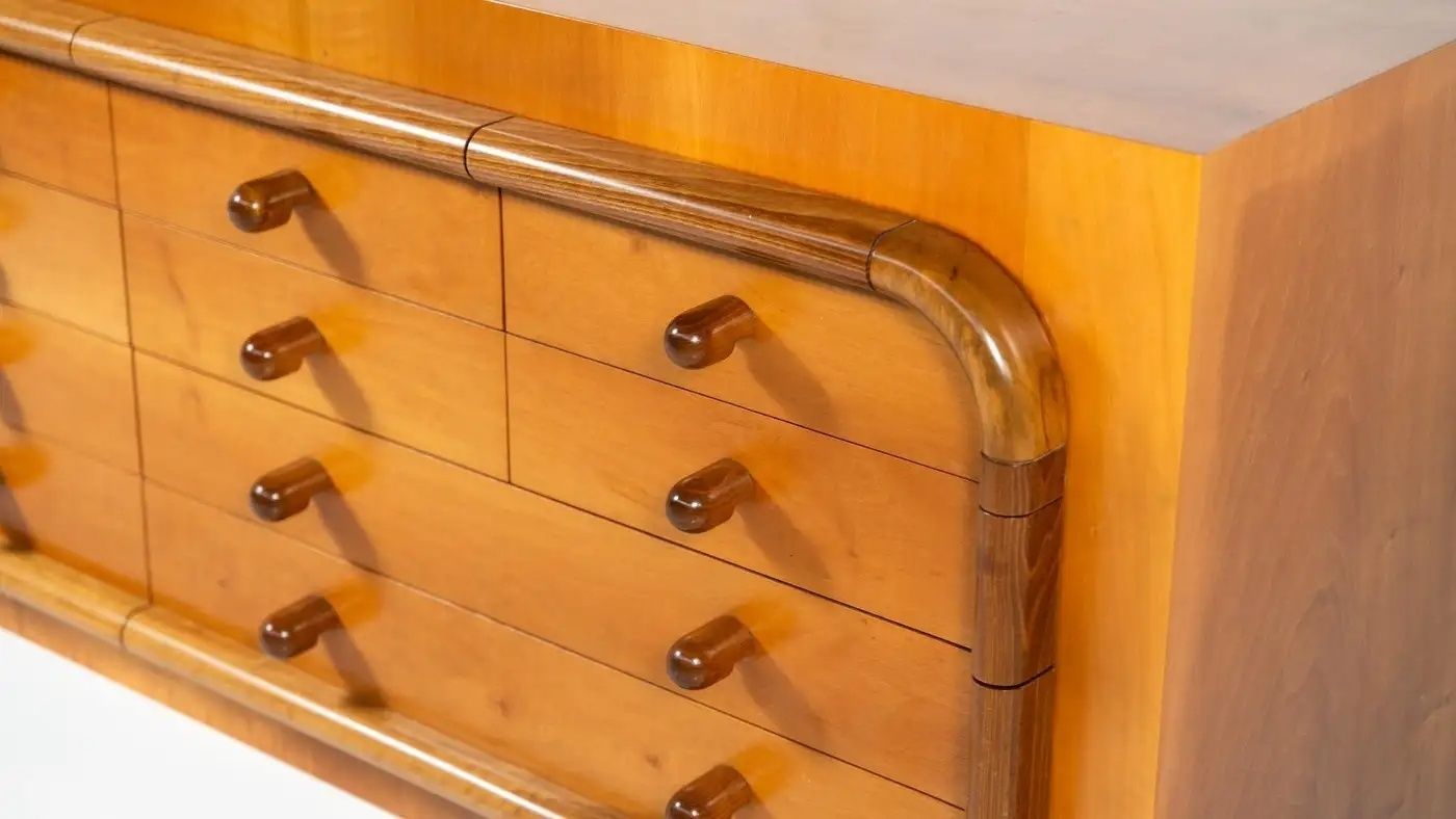 Mid Century Sideboard With Drawers Walnut Italy 1960s photo vintage