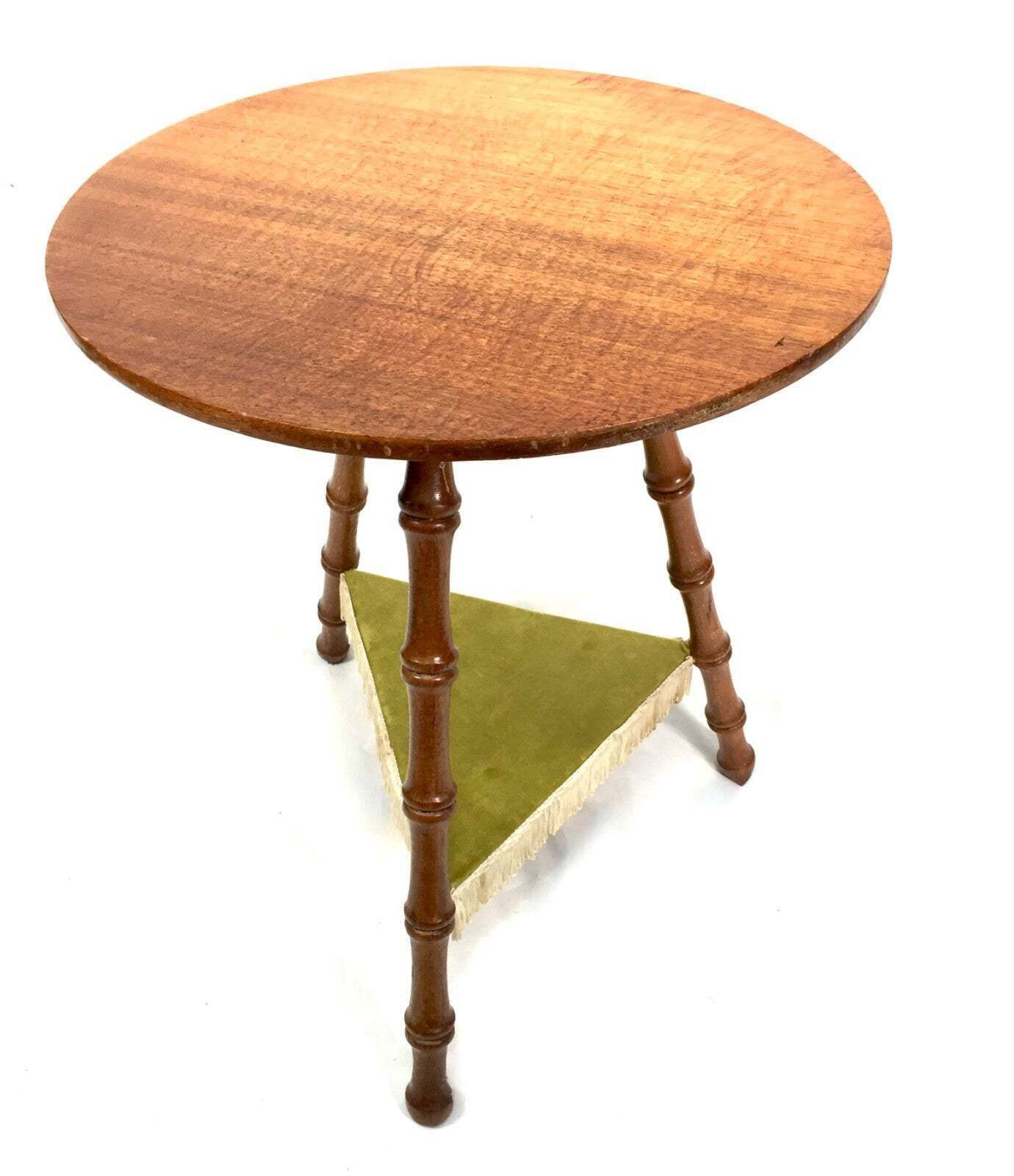 Antique Wooden Gypsy Table / Tripod Plant Stand Bamboo Style Turned Legs C.1910 photo 119.0
