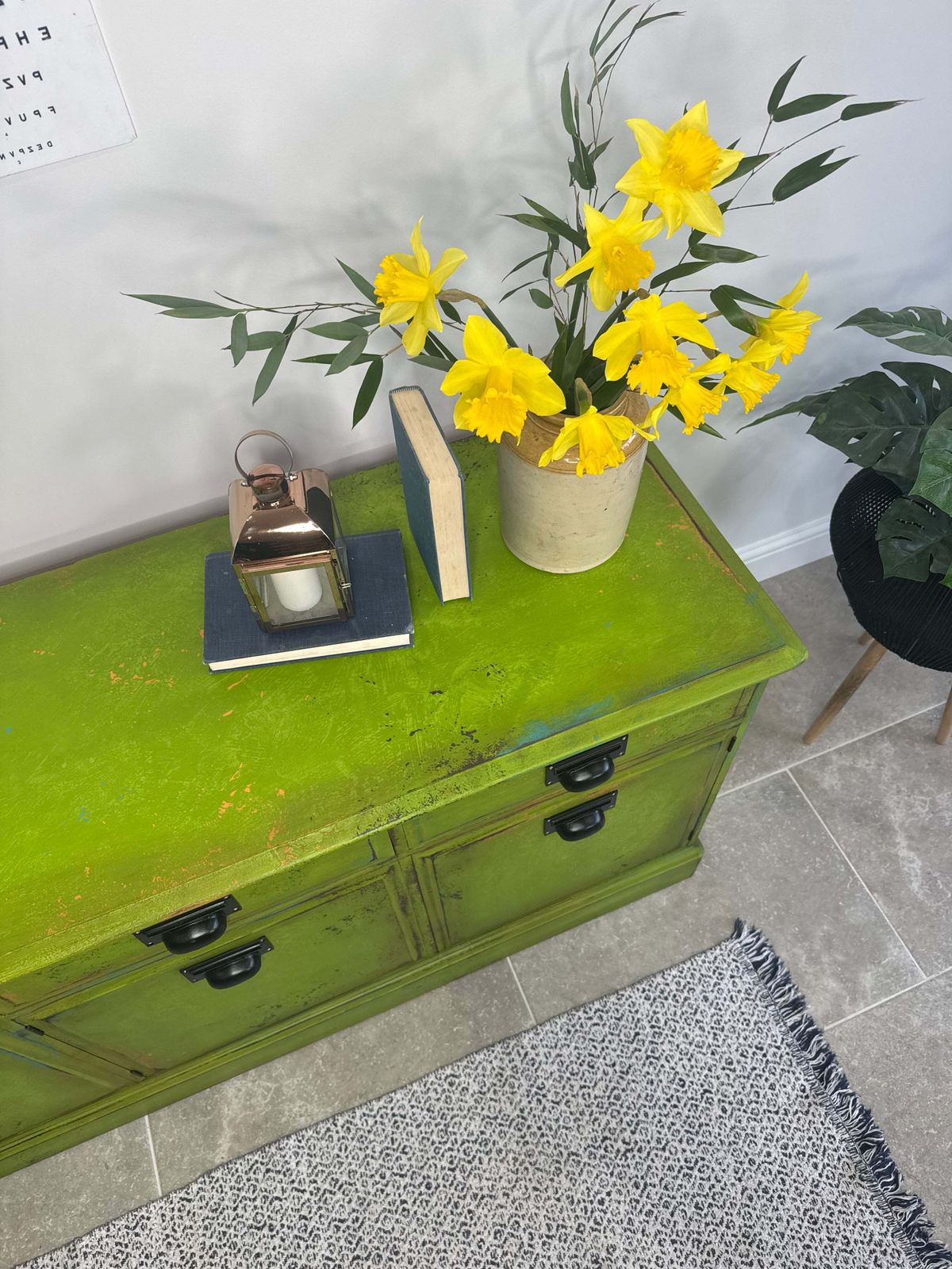 Vintage Industrial Style Colourful Green Stag Sideboard photo Furniture