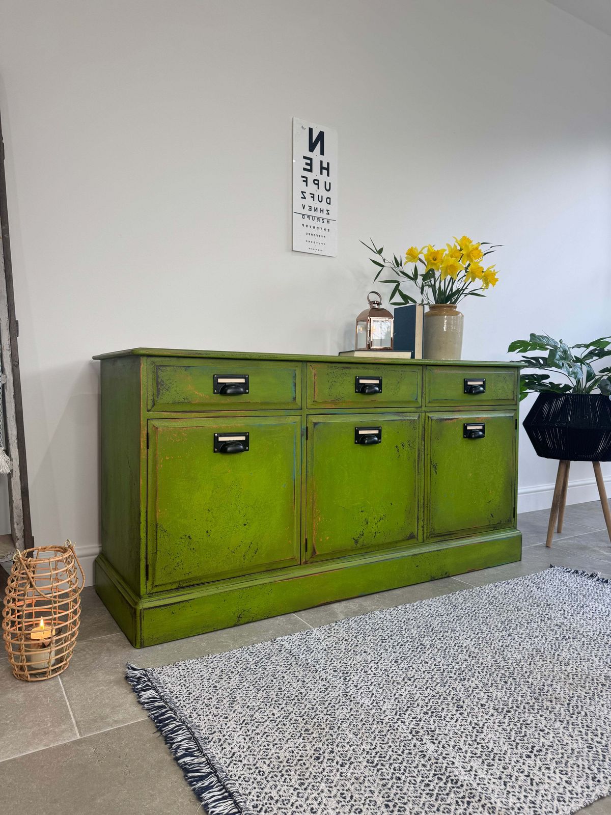 Vintage Industrial Style Colourful Green Stag Sideboard photo 625.0