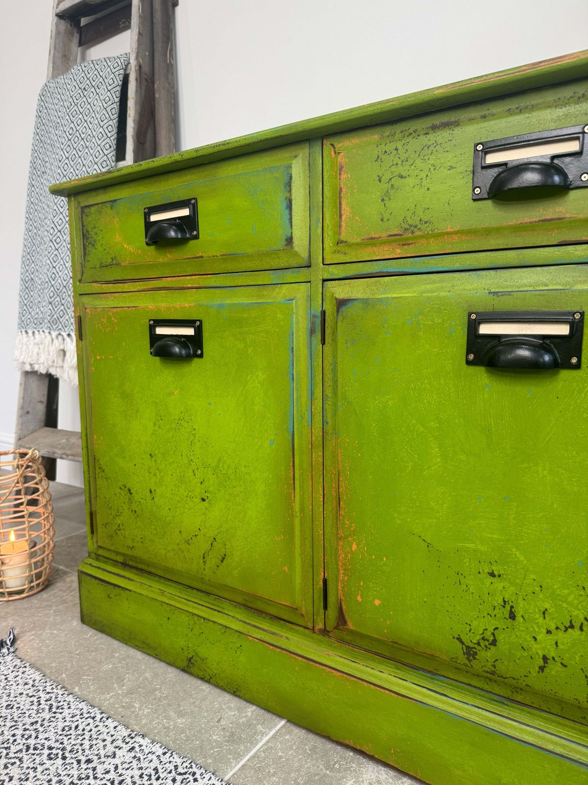 625.0 Vintage Industrial Style Colourful Green Stag Sideboard photo