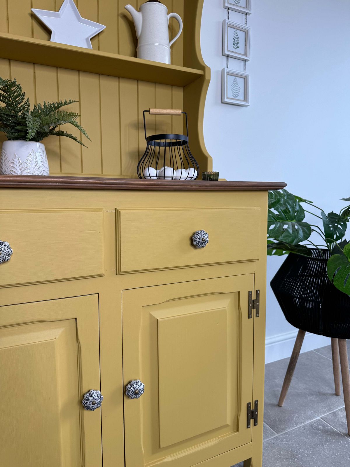 Pine Kitchen Welsh Dresser, Painted Colourful Mustard Yellow photo buy