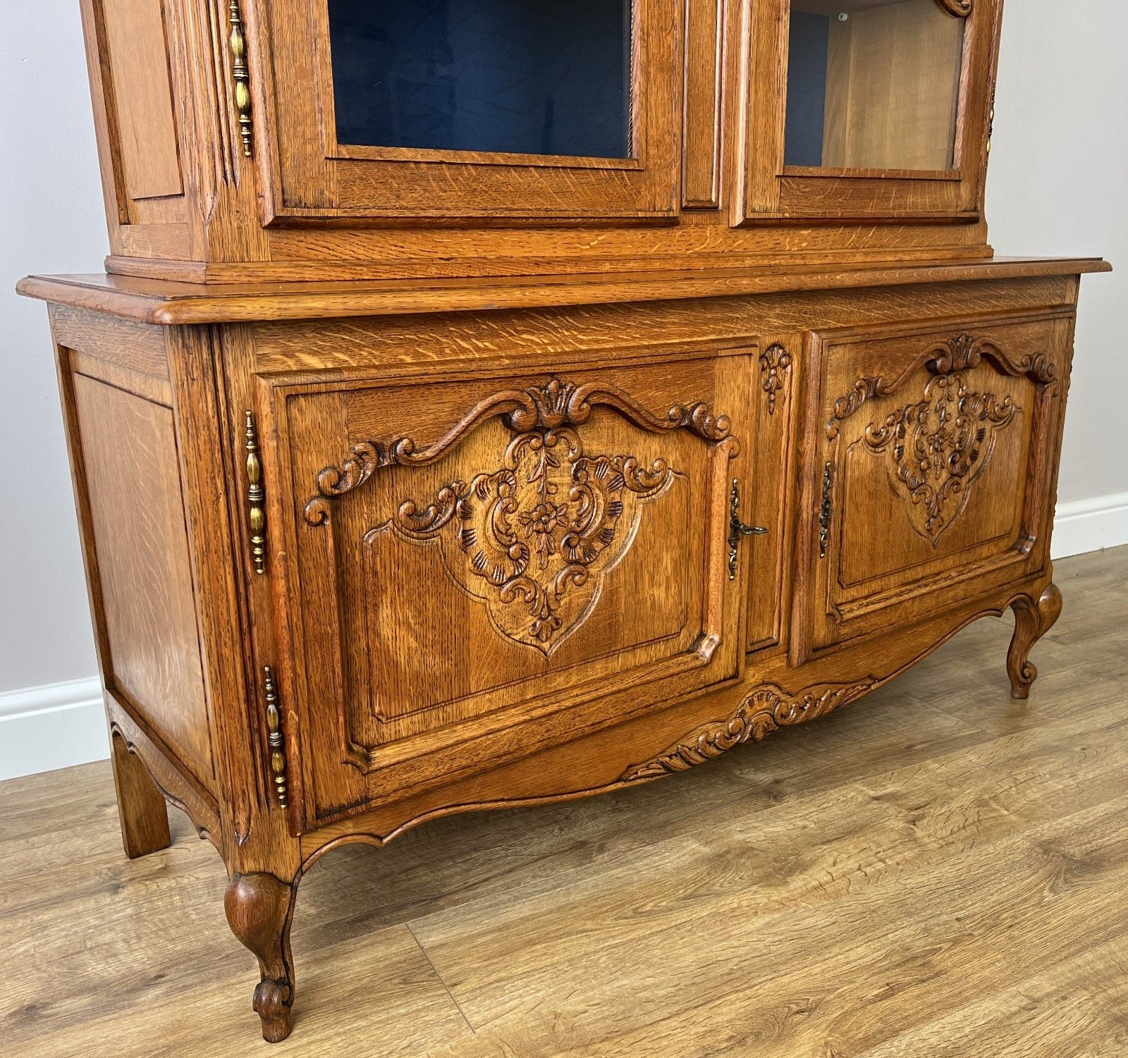 Bookcase Vintage French Louis XIV Style Oak Display Cabinet Sideboard Lot 4890 photo vintage