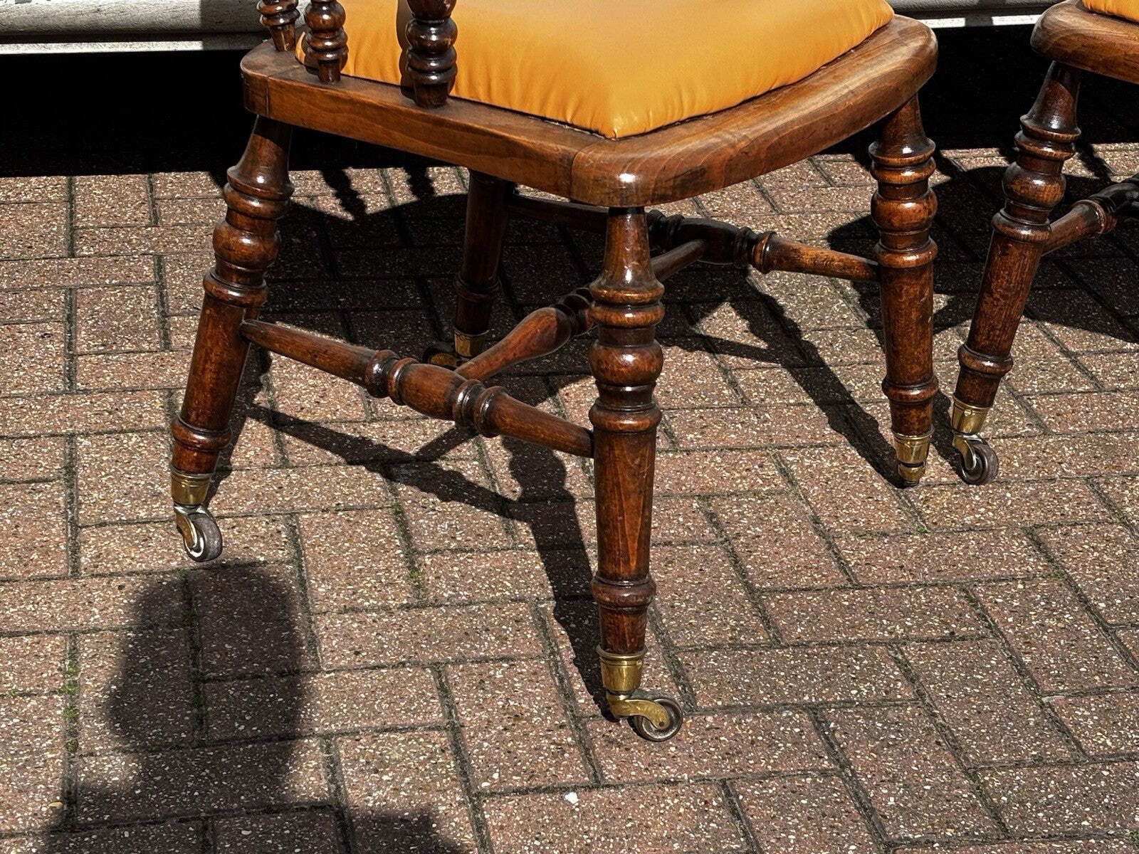 Victorian Pair Of Library Armchairs, On Brass Castors, Good Quality Examples. photo buy