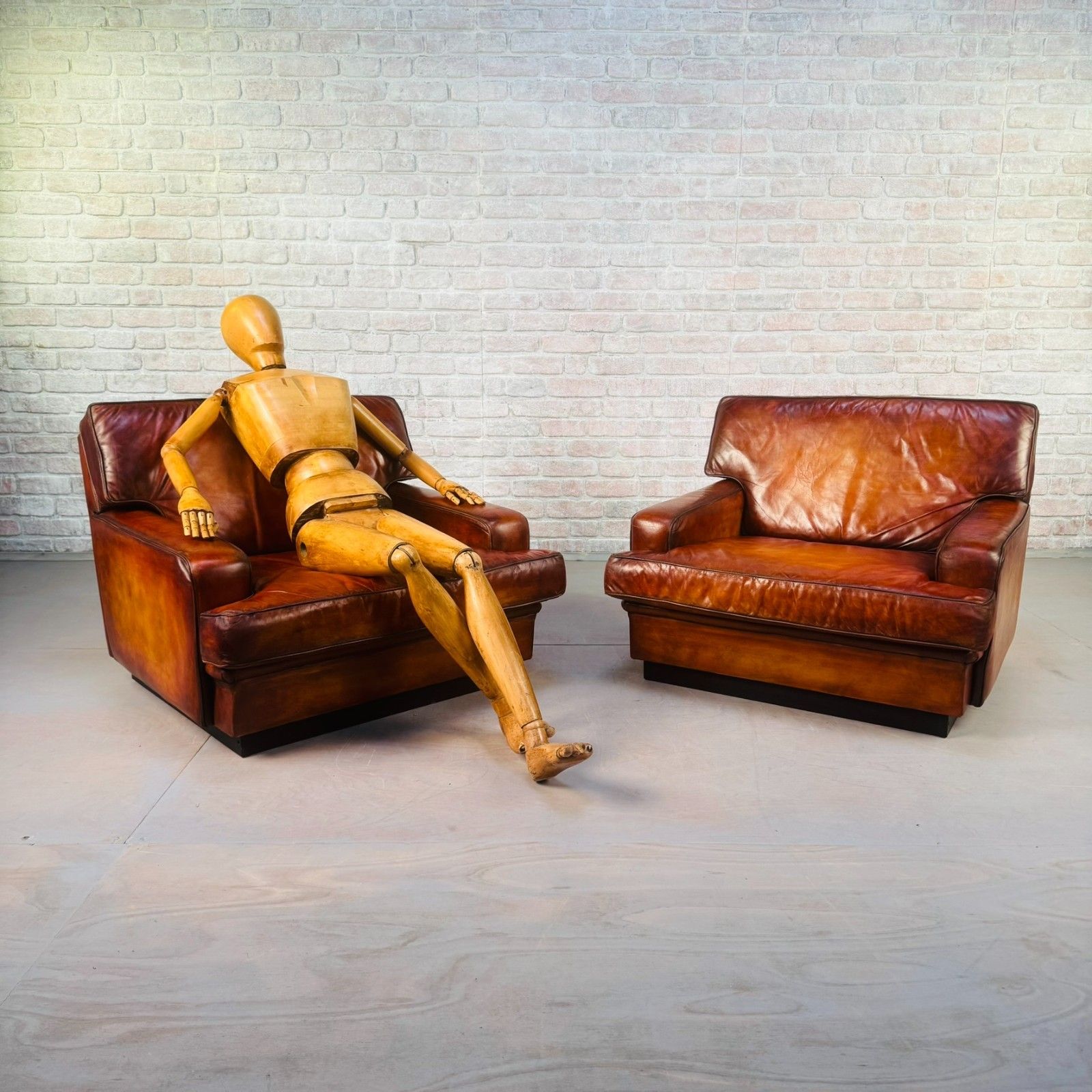 Pair Of Arne Norell Swedish Tan Leather Lounge Chairs photo furniture
