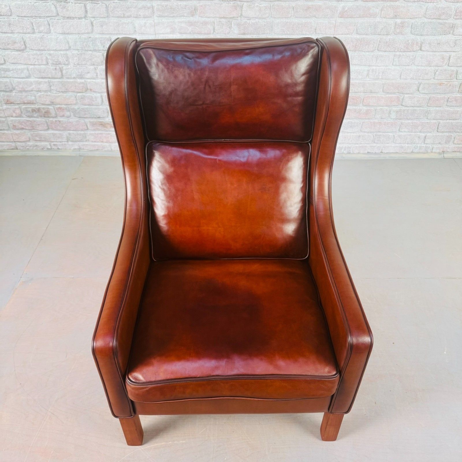 Vintage Danish 1970s High Back Dark Tan Leather Armchair photo Furniture