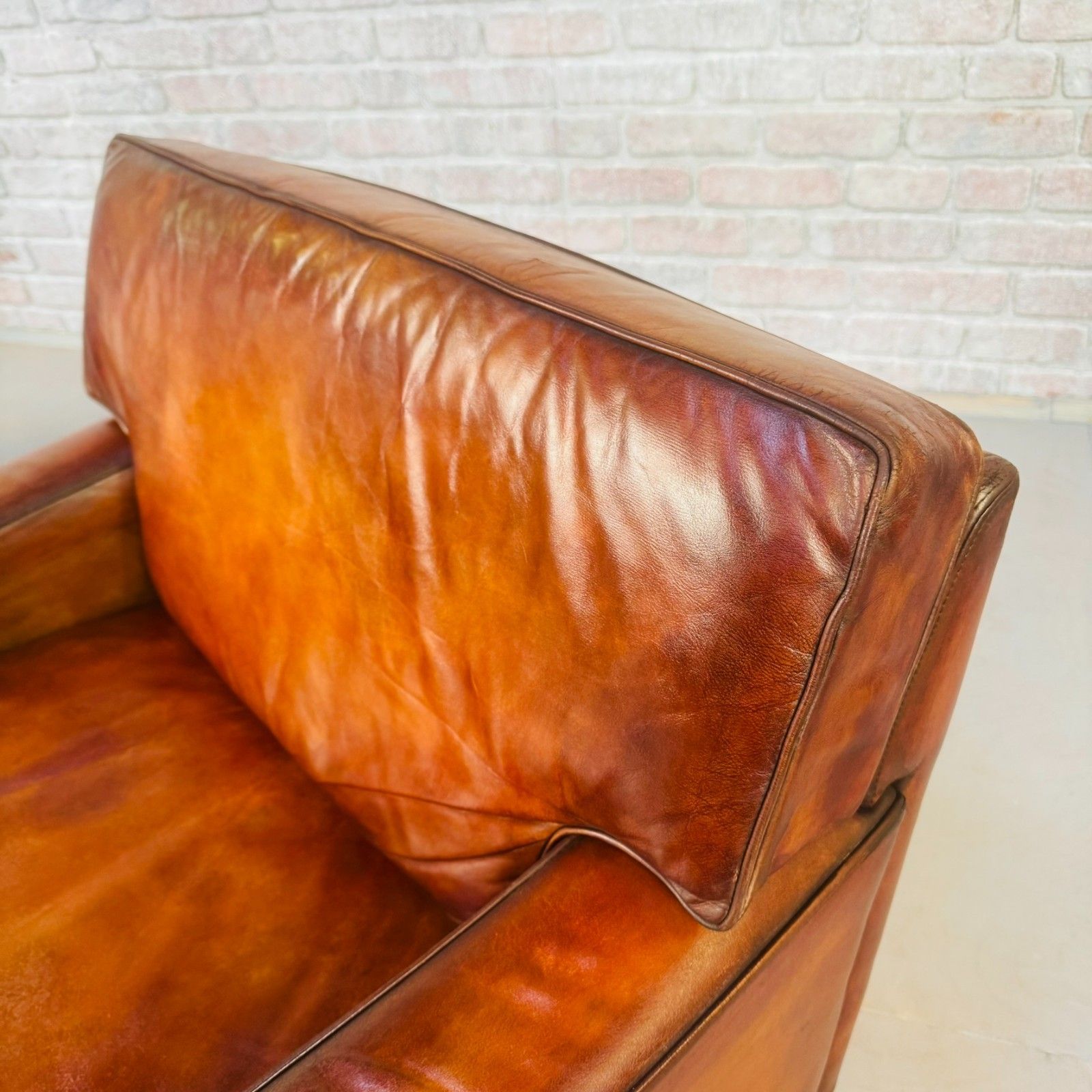 photo vintage Pair Of Arne Norell Swedish Tan Leather Lounge Chairs
