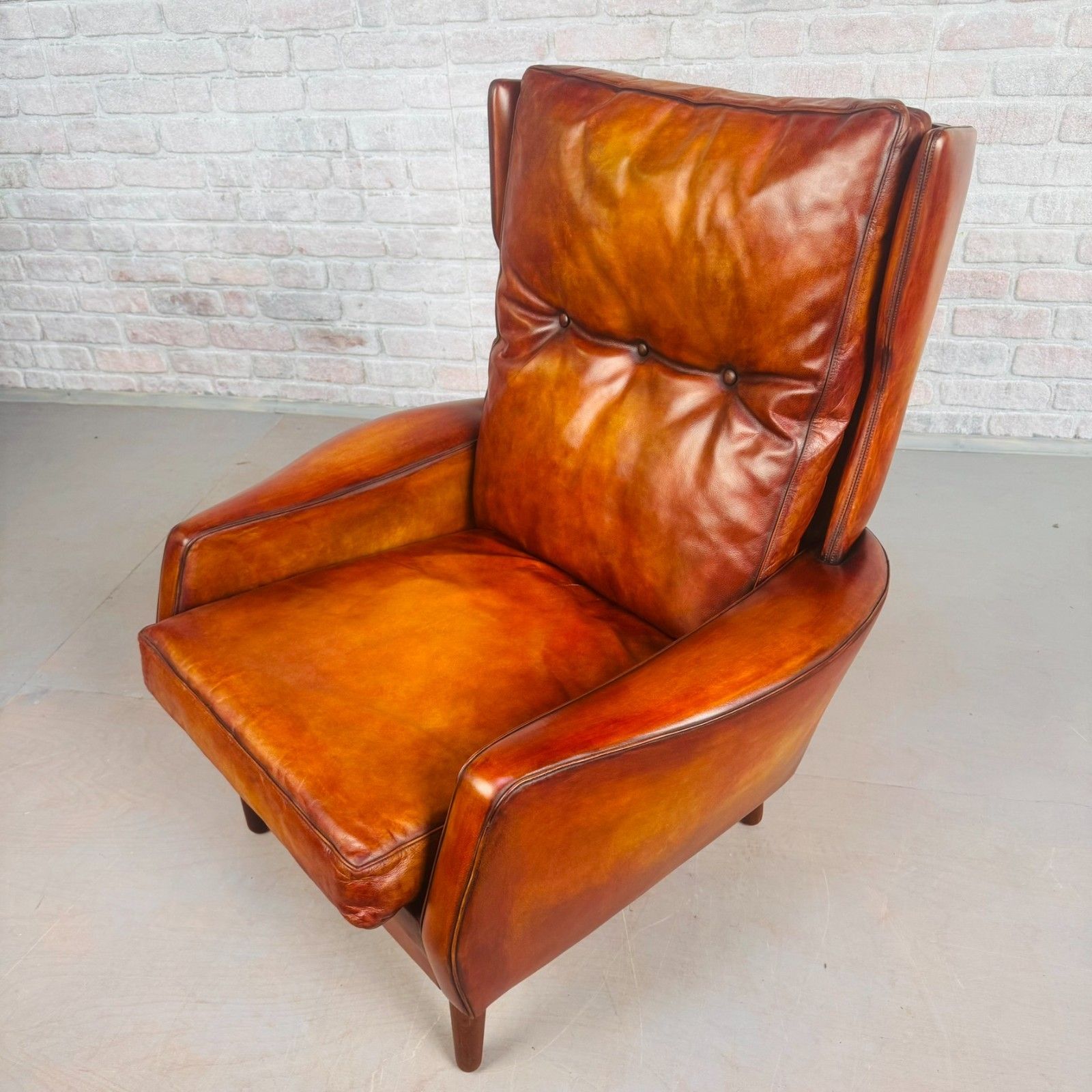 Vintage Danish Cognac Leather High Back Armchair By Skippers photo 875.0